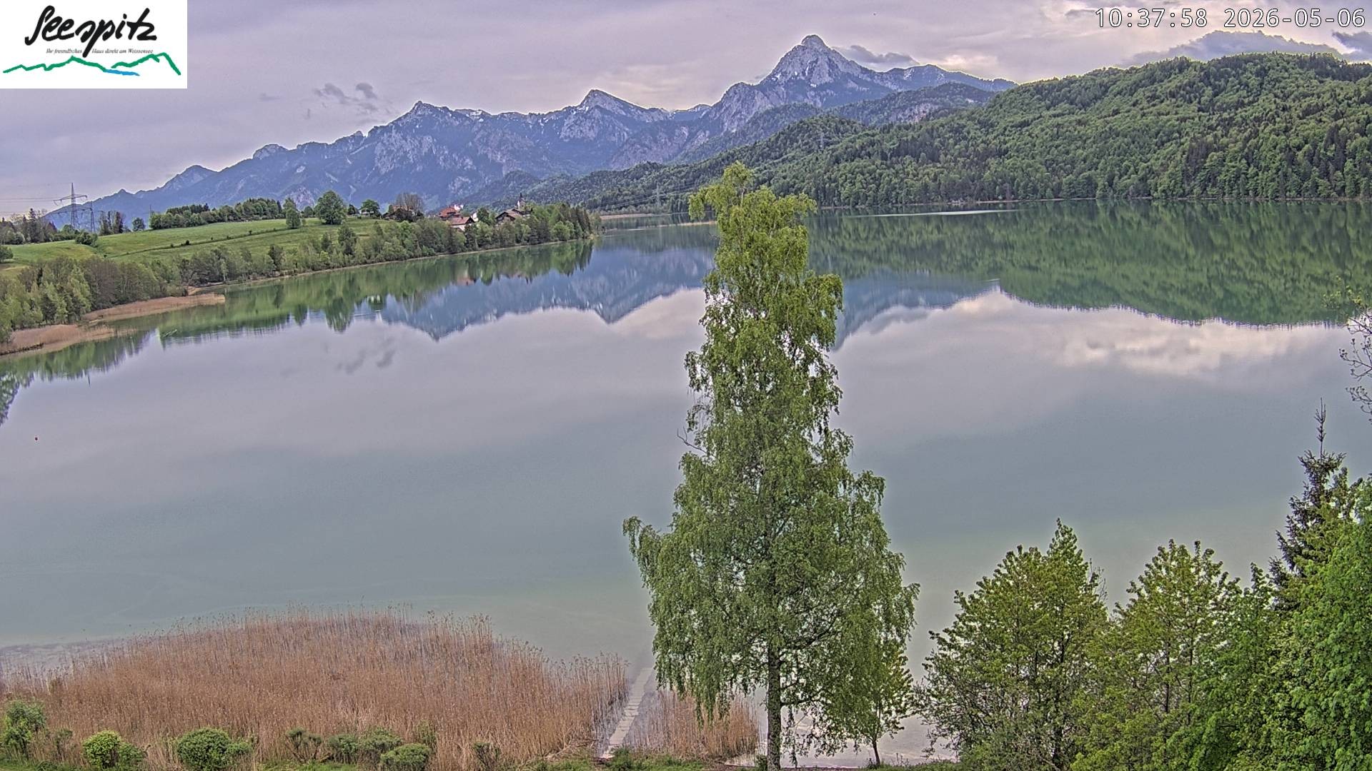 Archiv Foto Webcam Füssen: Blick auf den Weißensee vom Hotel Seespitz