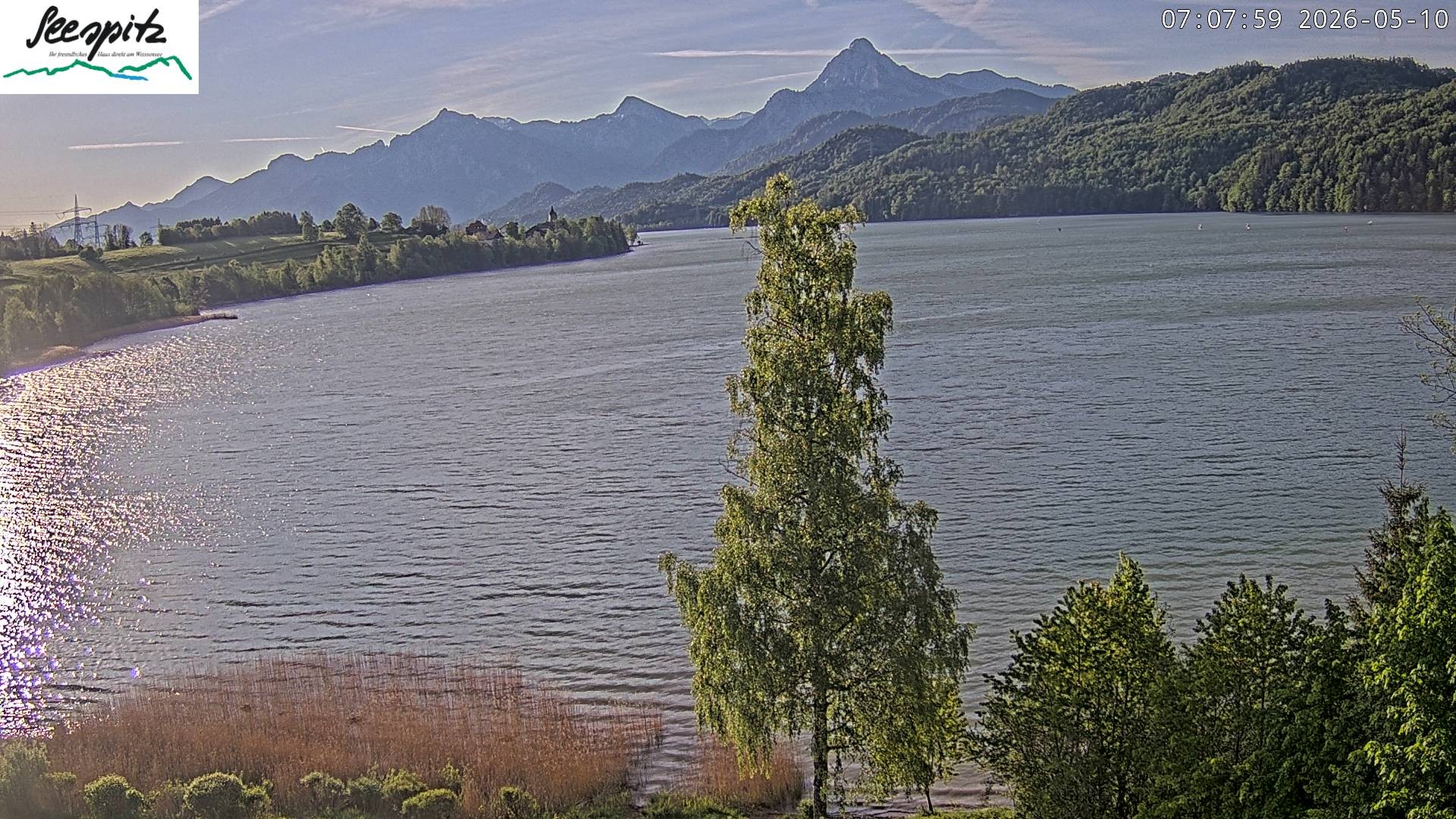Archiv Foto Webcam Füssen: Blick auf den Weißensee vom Hotel Seespitz