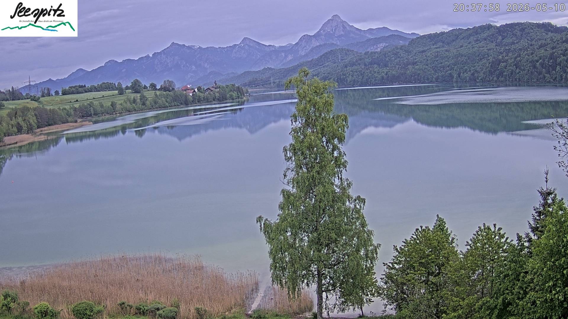 Archiv Foto Webcam Füssen: Blick auf den Weißensee vom Hotel Seespitz