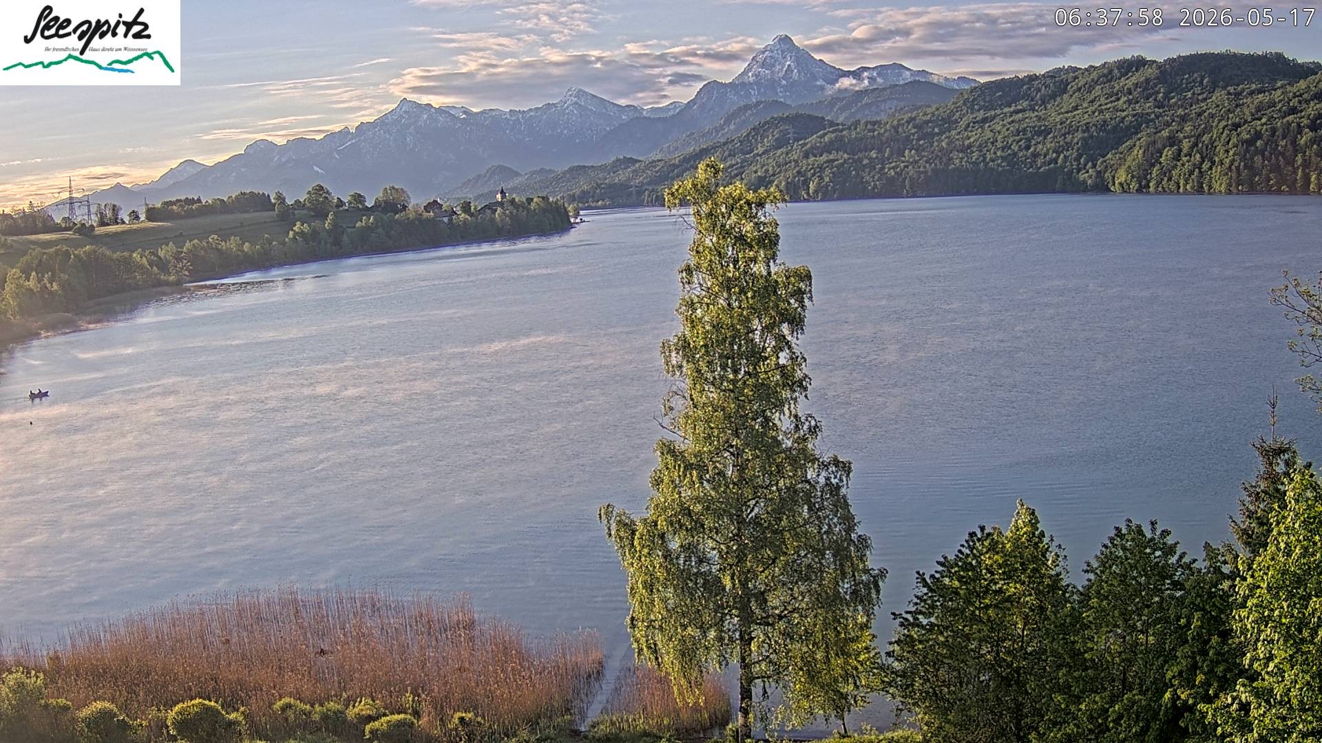 Archiv Foto Webcam Füssen: Blick auf den Weißensee vom Hotel Seespitz