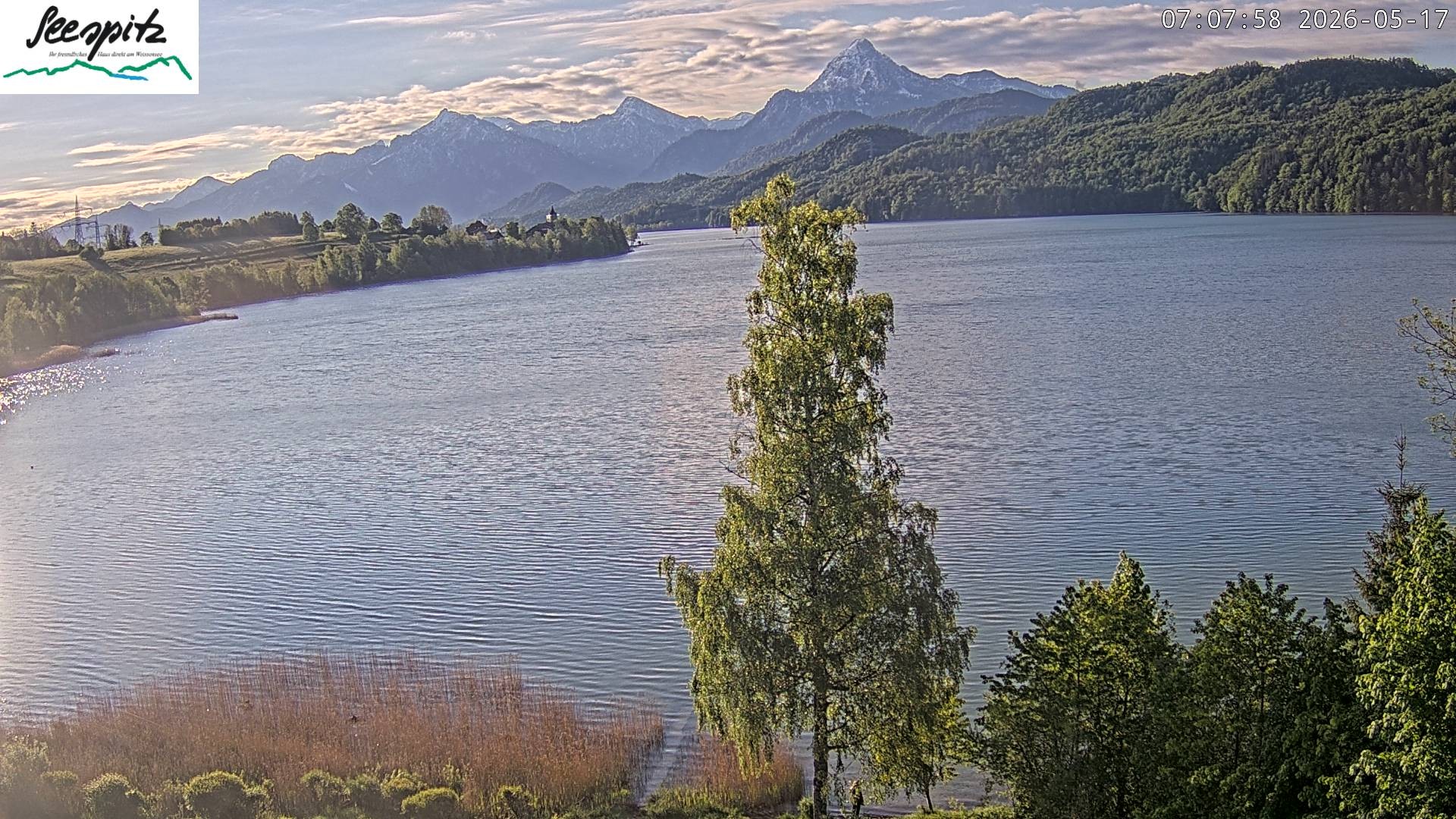 Archiv Foto Webcam Füssen: Blick auf den Weißensee vom Hotel Seespitz