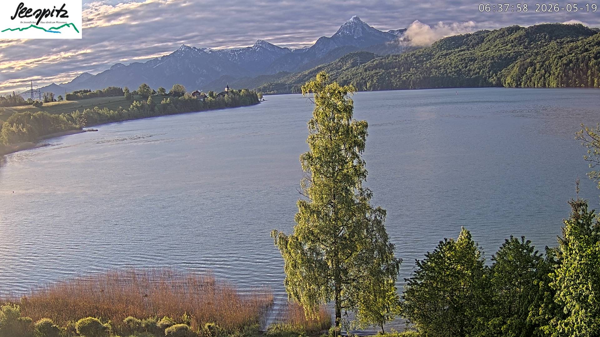Archiv Foto Webcam Füssen: Blick auf den Weißensee vom Hotel Seespitz