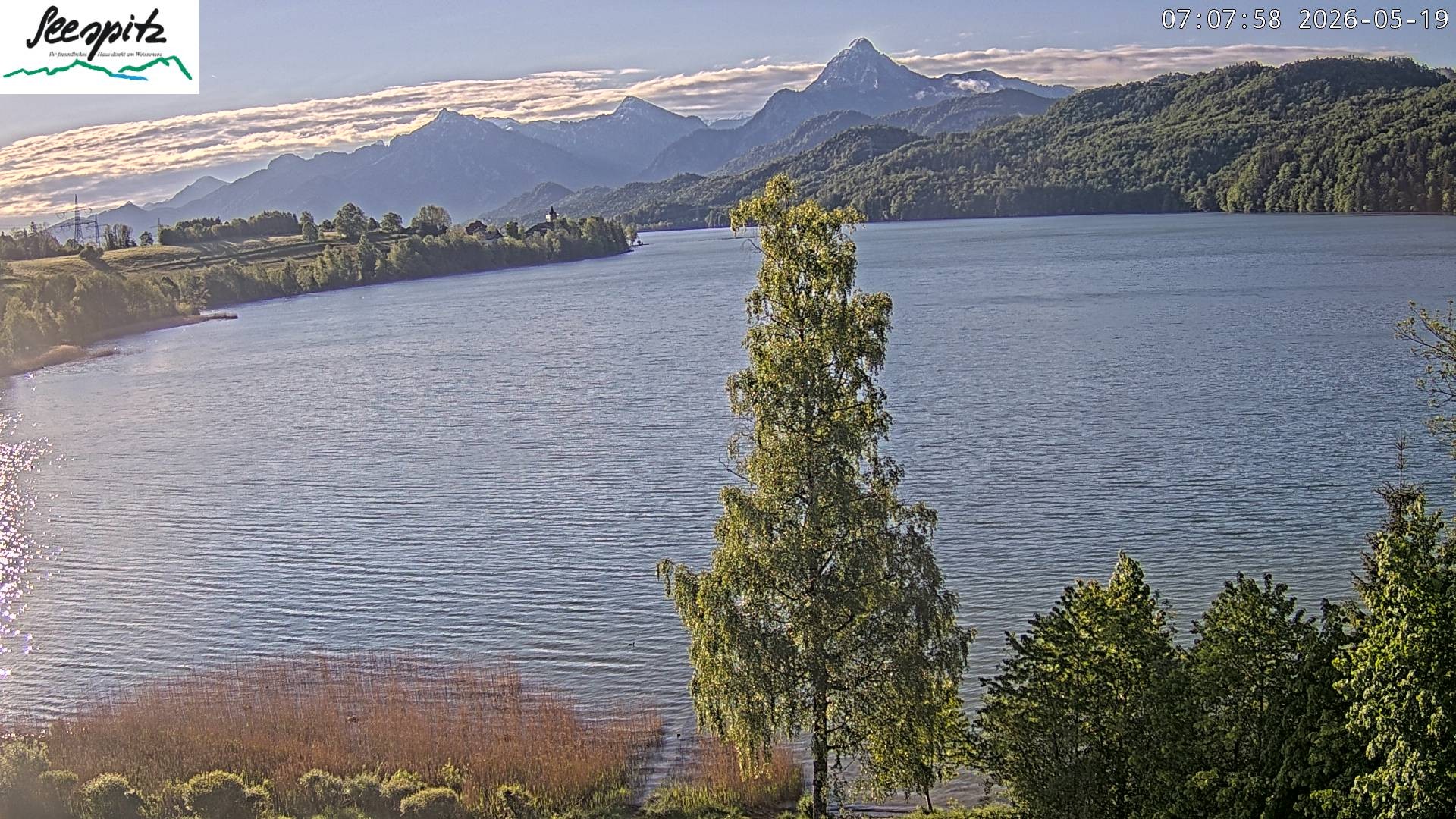Archiv Foto Webcam Füssen: Blick auf den Weißensee vom Hotel Seespitz