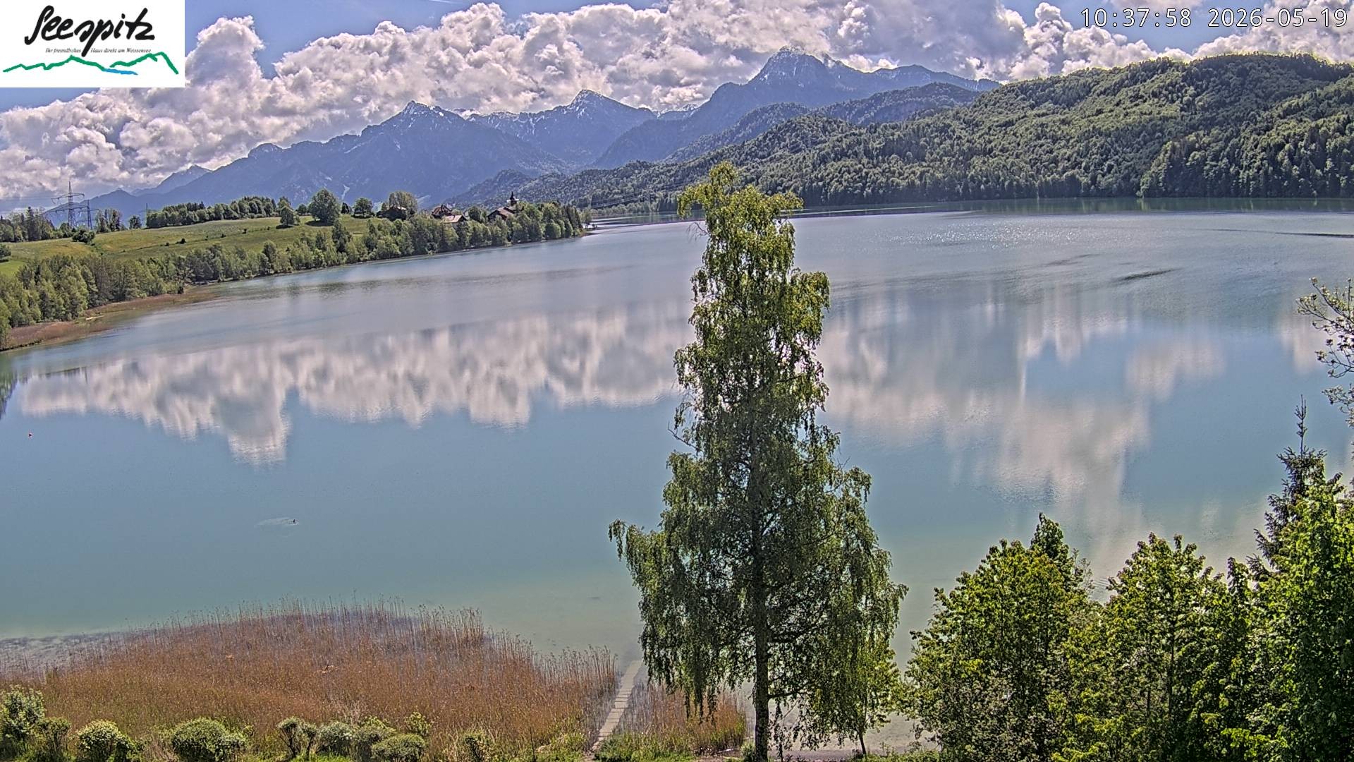 Archiv Foto Webcam Füssen: Blick auf den Weißensee vom Hotel Seespitz