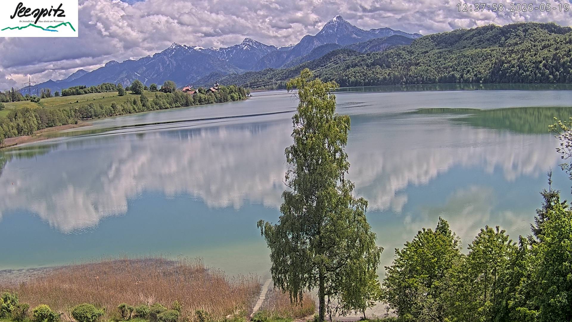 Archiv Foto Webcam Füssen: Blick auf den Weißensee vom Hotel Seespitz