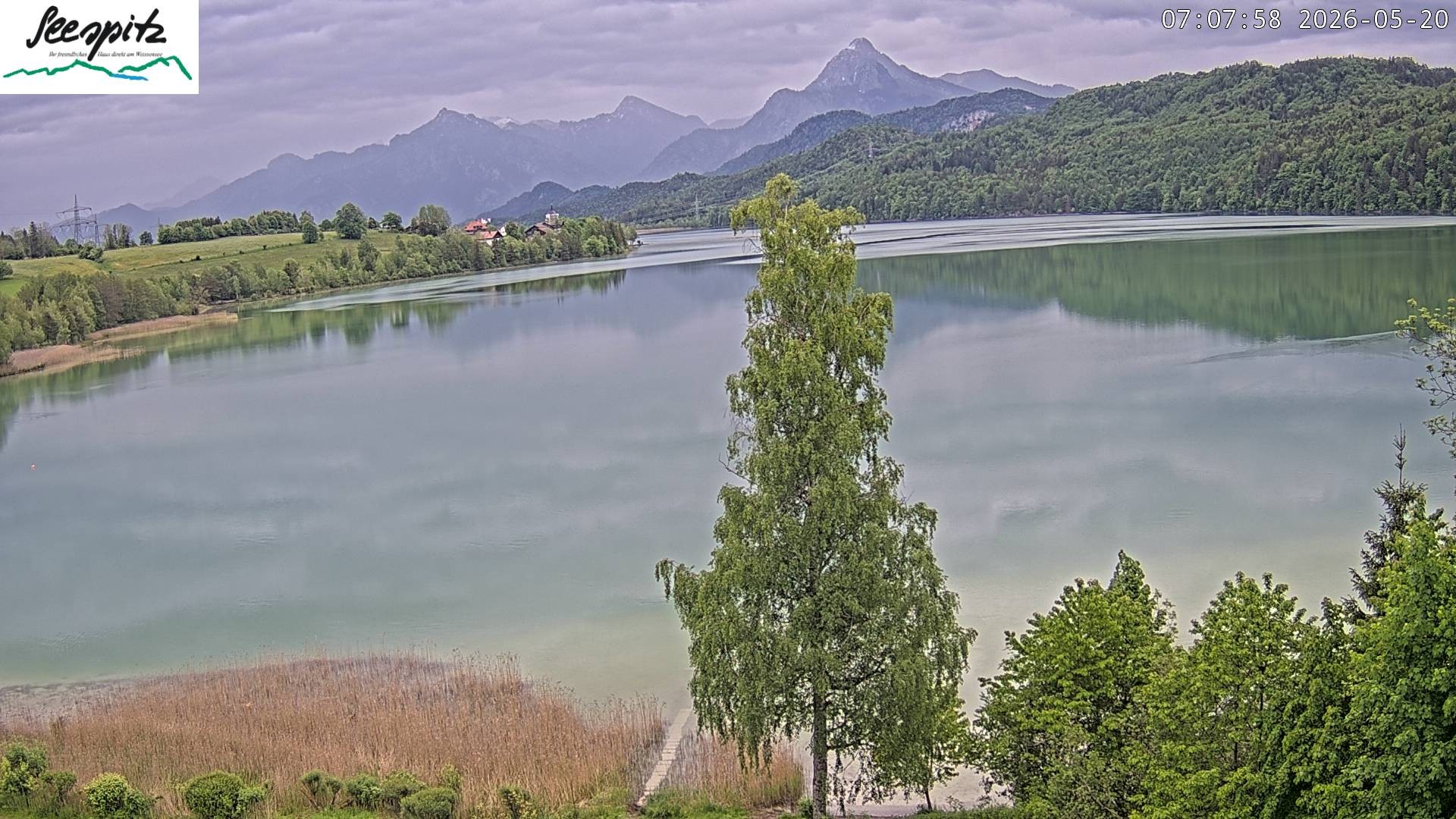 Archiv Foto Webcam Füssen: Blick auf den Weißensee vom Hotel Seespitz