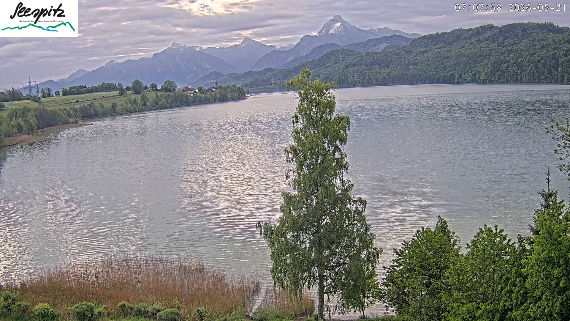 Archiv Foto Webcam Füssen: Blick auf den Weißensee vom Hotel Seespitz