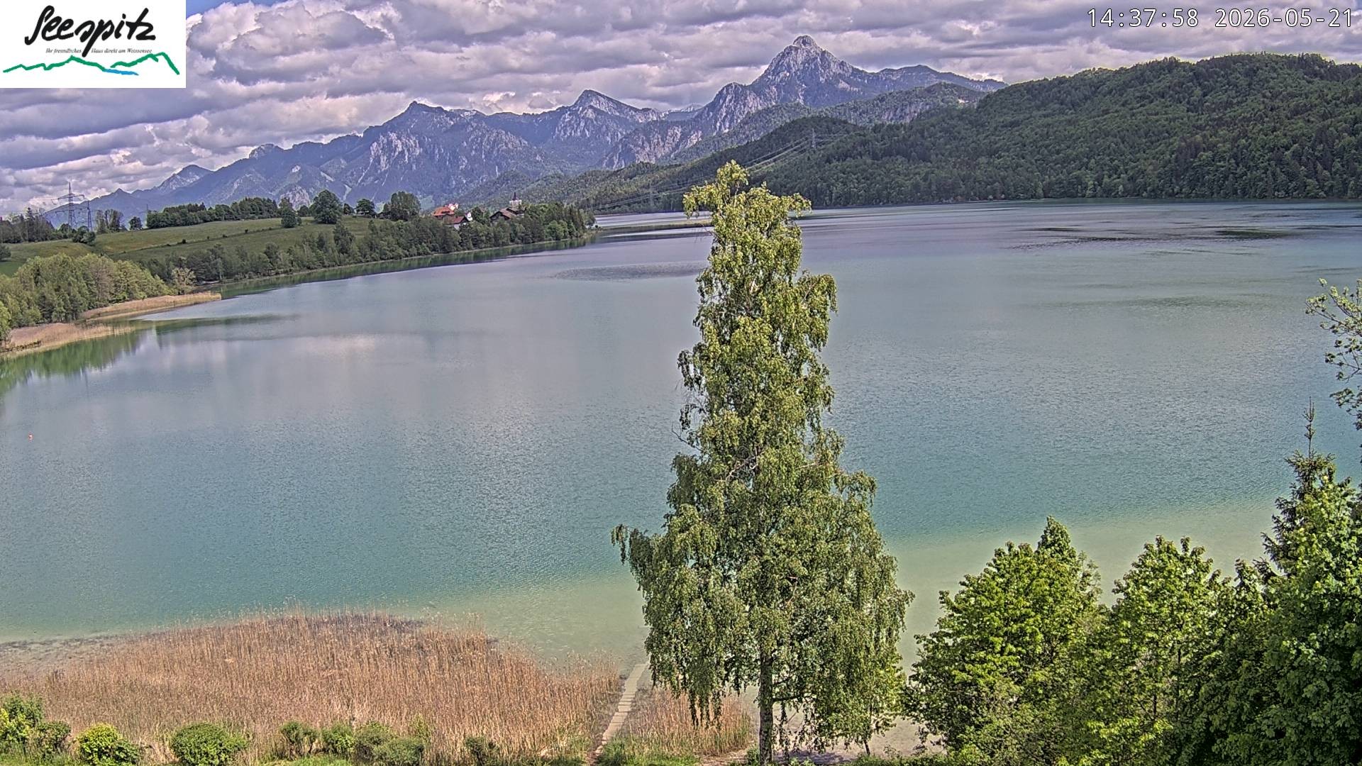 Archiv Foto Webcam Füssen: Blick auf den Weißensee vom Hotel Seespitz
