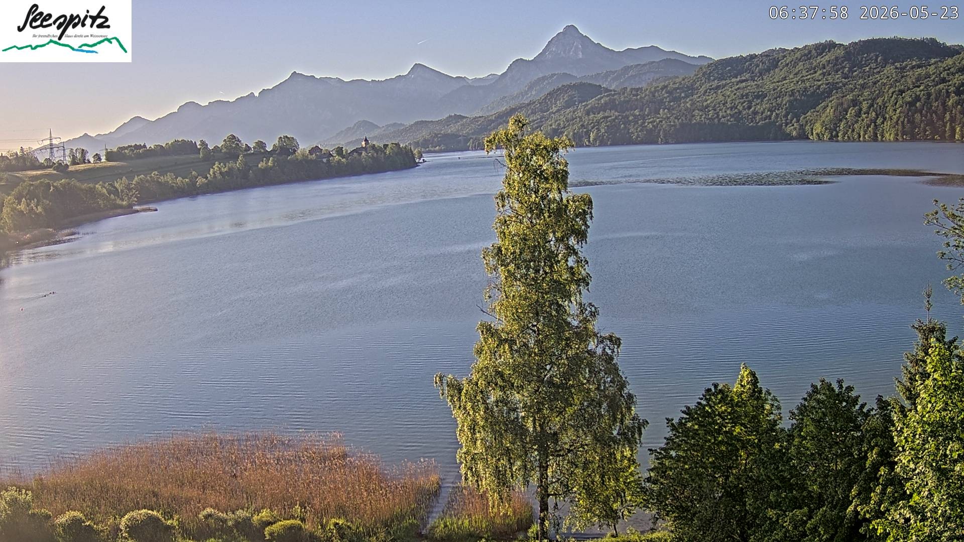 Archiv Foto Webcam Füssen: Blick auf den Weißensee vom Hotel Seespitz