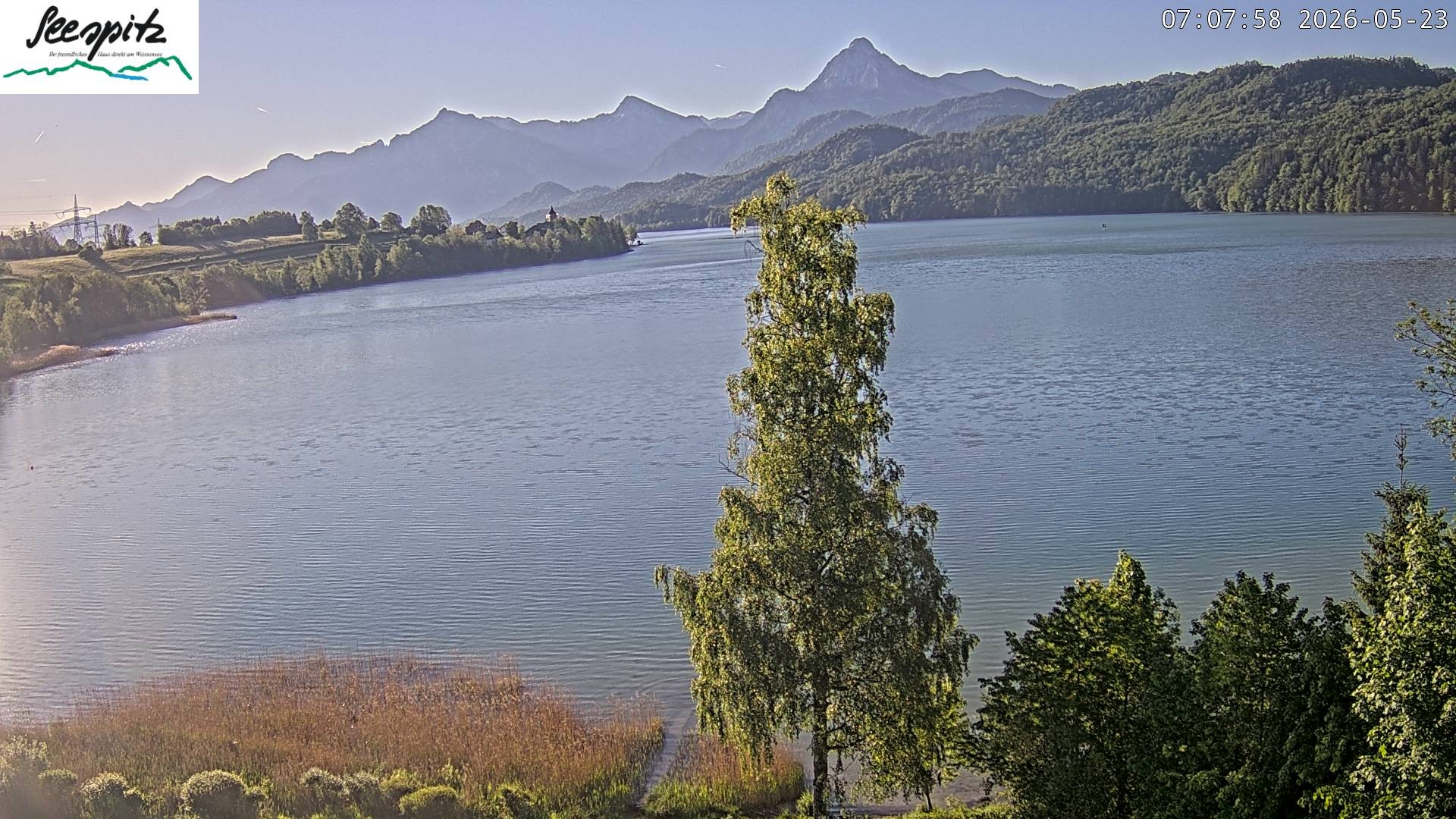 Archiv Foto Webcam Füssen: Blick auf den Weißensee vom Hotel Seespitz