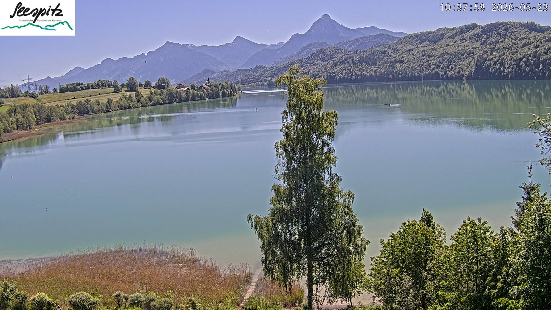 Archiv Foto Webcam Füssen: Blick auf den Weißensee vom Hotel Seespitz
