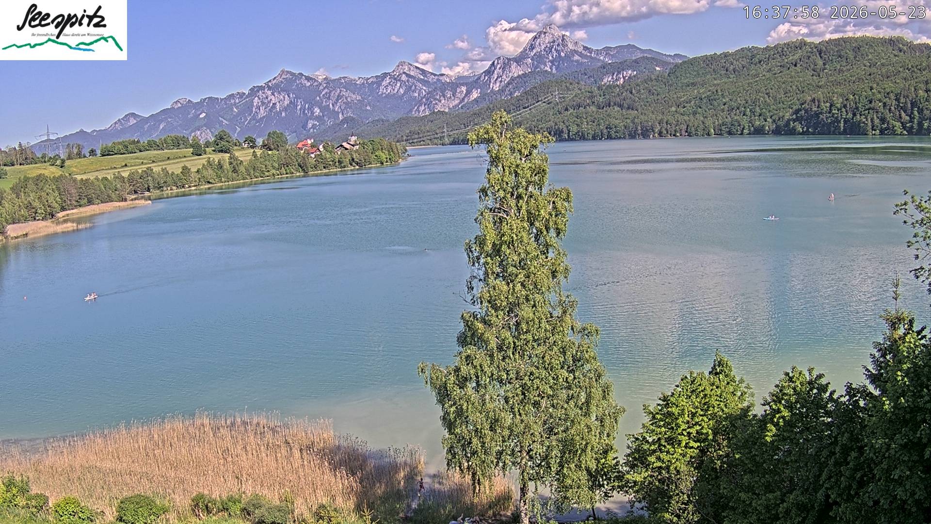 Archiv Foto Webcam Füssen: Blick auf den Weißensee vom Hotel Seespitz