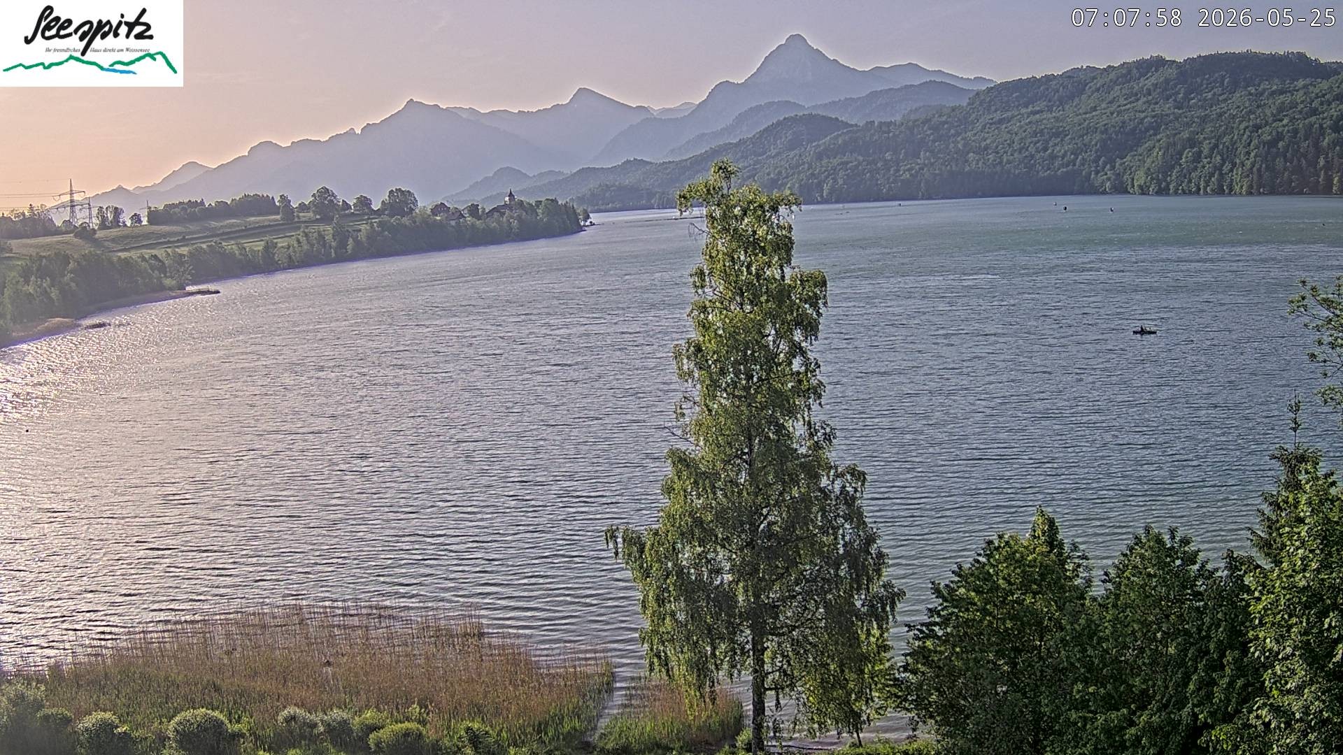 Archiv Foto Webcam Füssen: Blick auf den Weißensee vom Hotel Seespitz