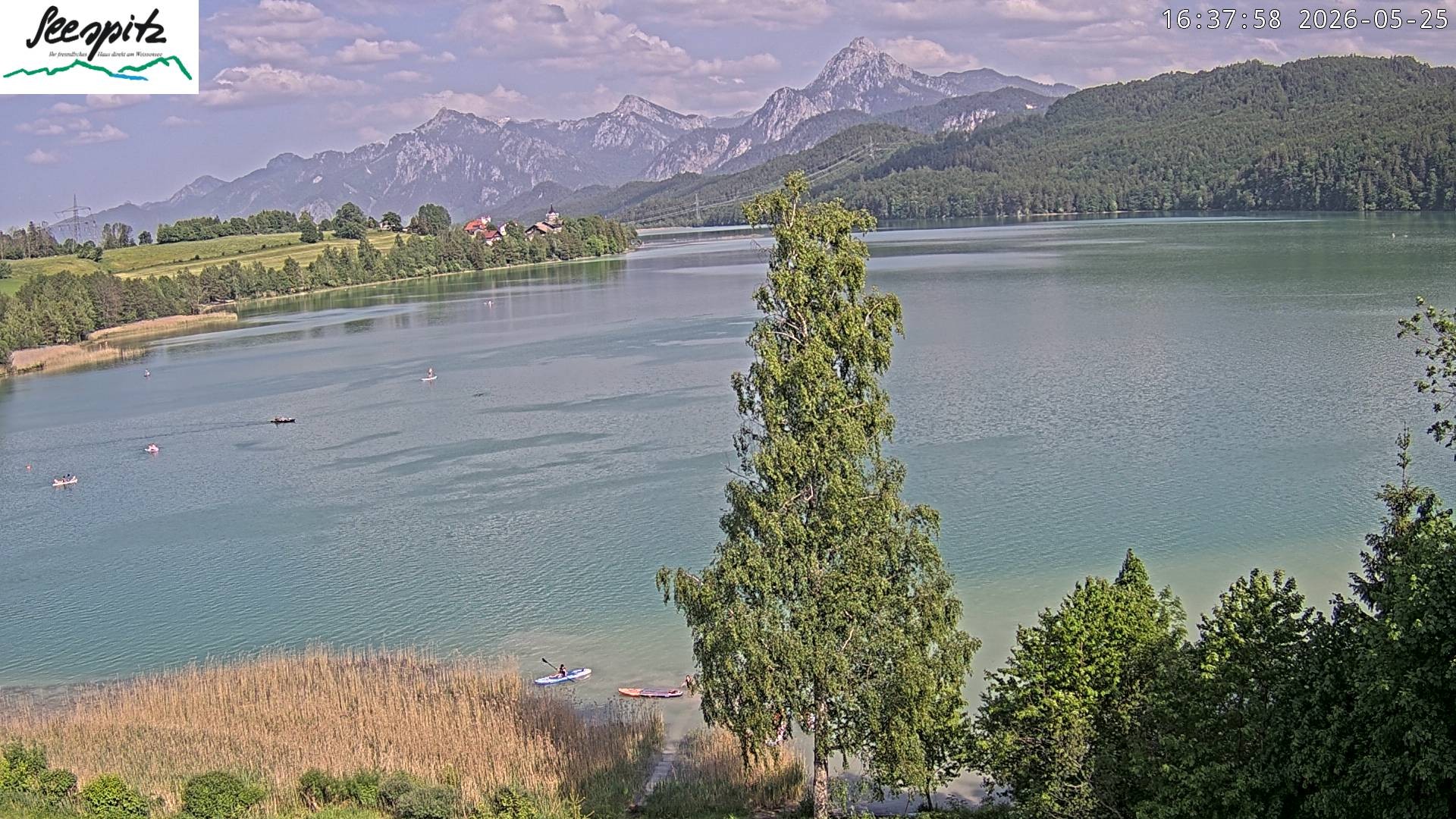 Archiv Foto Webcam Füssen: Blick auf den Weißensee vom Hotel Seespitz