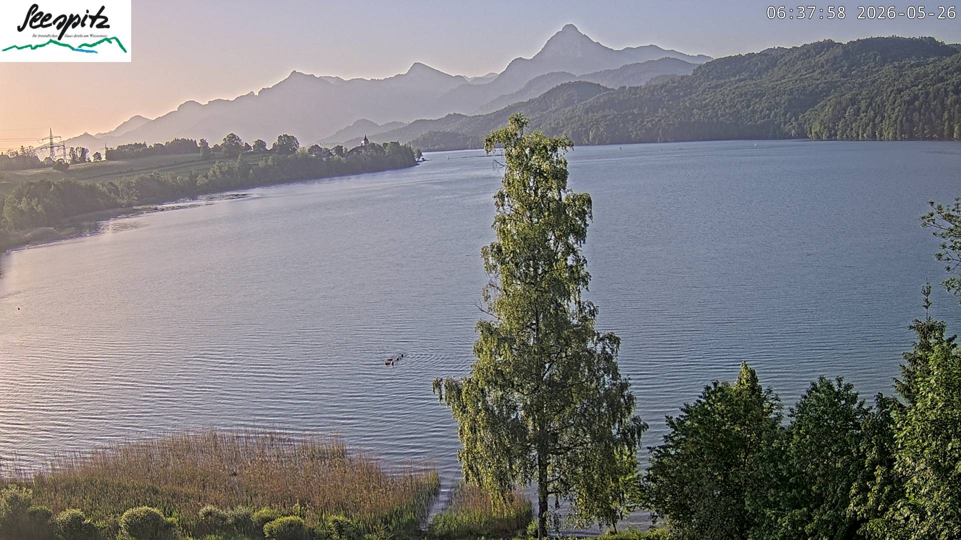 Archiv Foto Webcam Füssen: Blick auf den Weißensee vom Hotel Seespitz