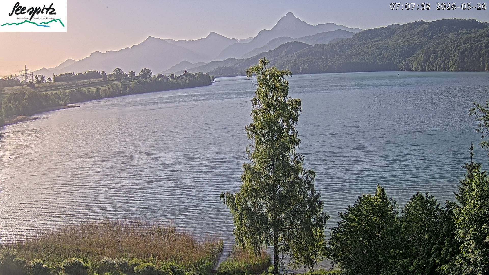 Archiv Foto Webcam Füssen: Blick auf den Weißensee vom Hotel Seespitz