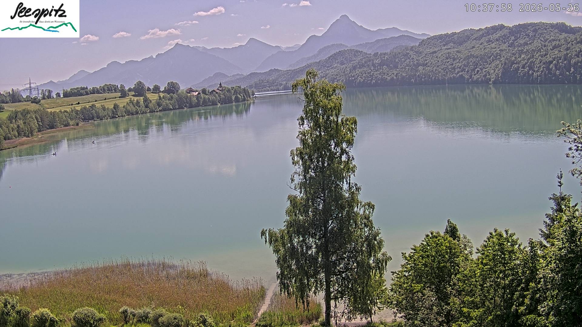 Archiv Foto Webcam Füssen: Blick auf den Weißensee vom Hotel Seespitz