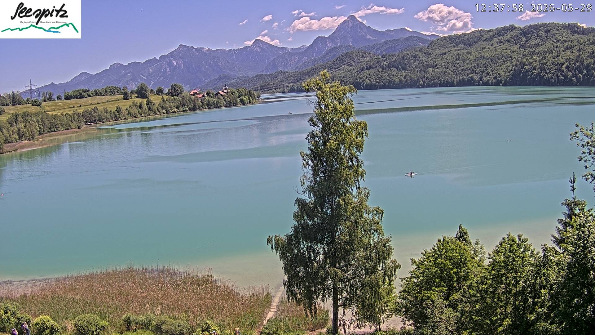 Archiv Foto Webcam Füssen: Blick auf den Weißensee vom Hotel Seespitz