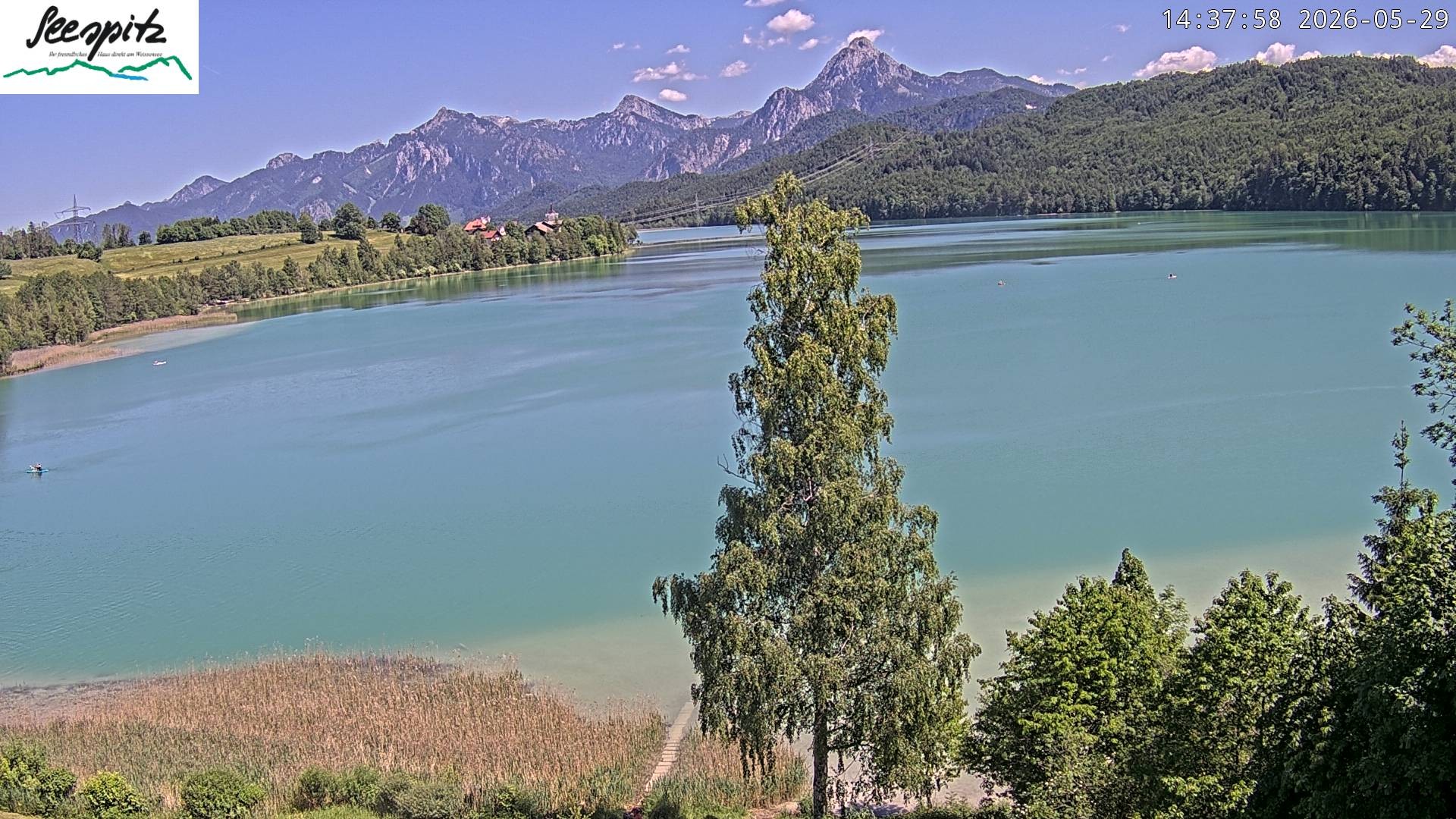 Archiv Foto Webcam Füssen: Blick auf den Weißensee vom Hotel Seespitz
