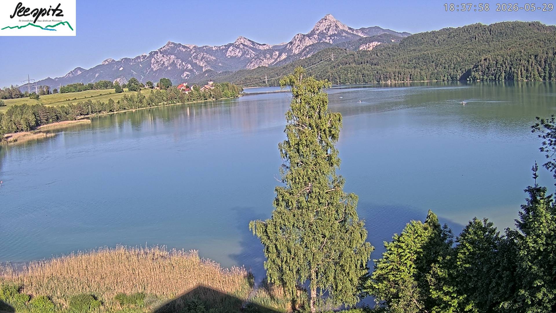 Archiv Foto Webcam Füssen: Blick auf den Weißensee vom Hotel Seespitz