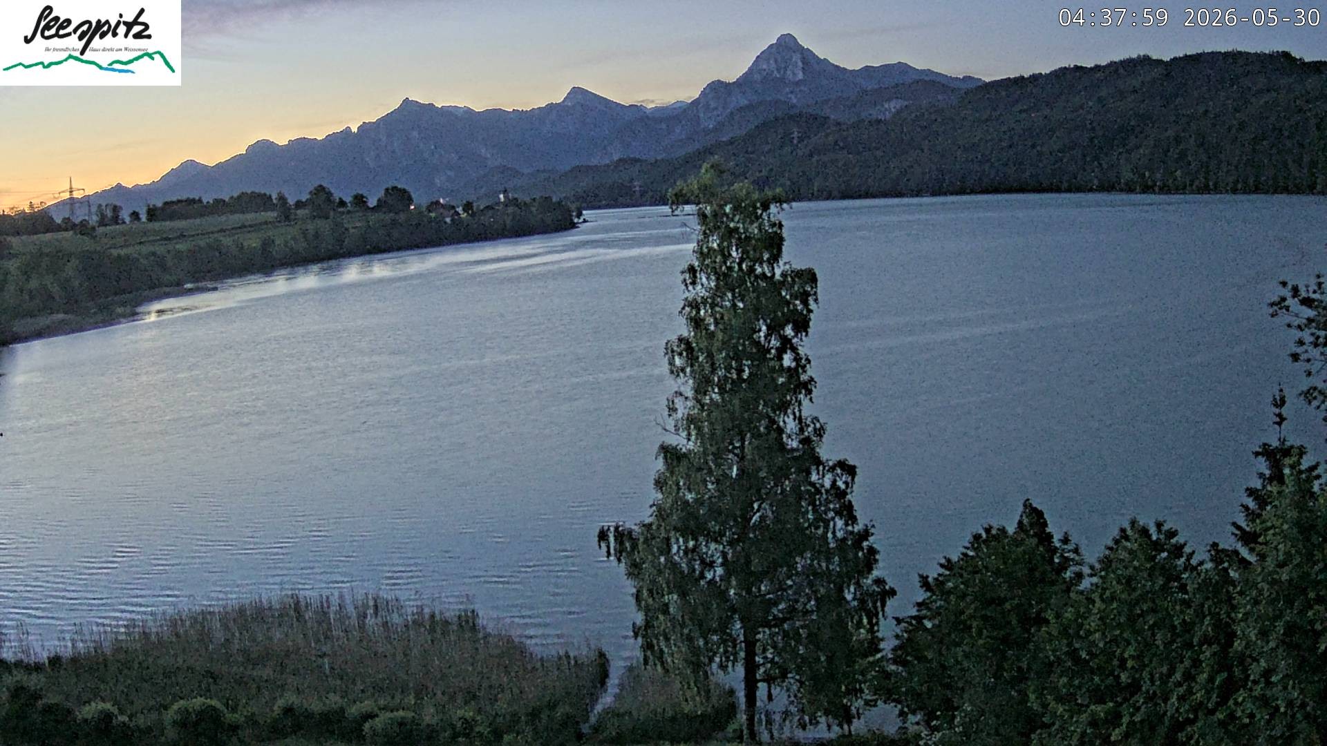 Archiv Foto Webcam Füssen: Blick auf den Weißensee vom Hotel Seespitz