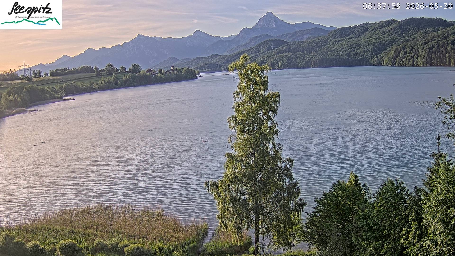 Archiv Foto Webcam Füssen: Blick auf den Weißensee vom Hotel Seespitz