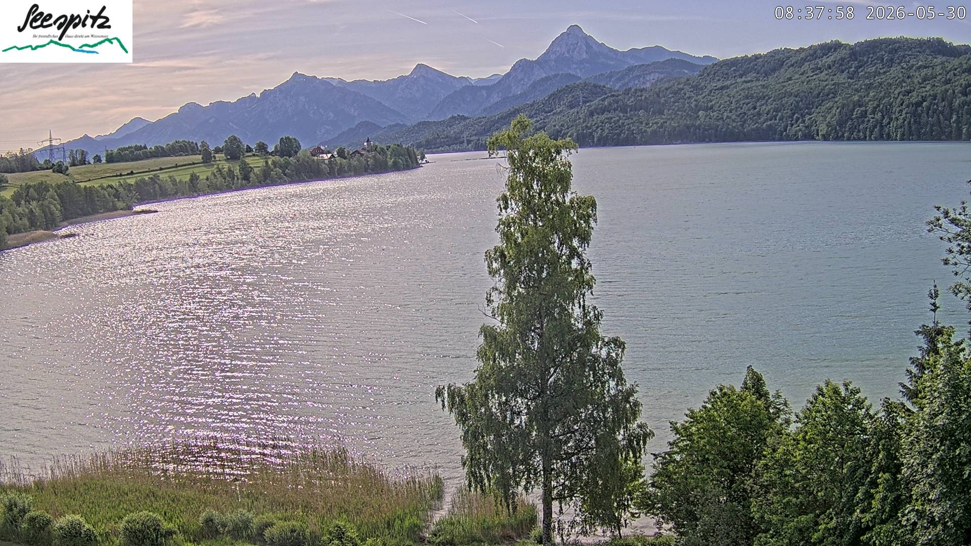 Archiv Foto Webcam Füssen: Blick auf den Weißensee vom Hotel Seespitz