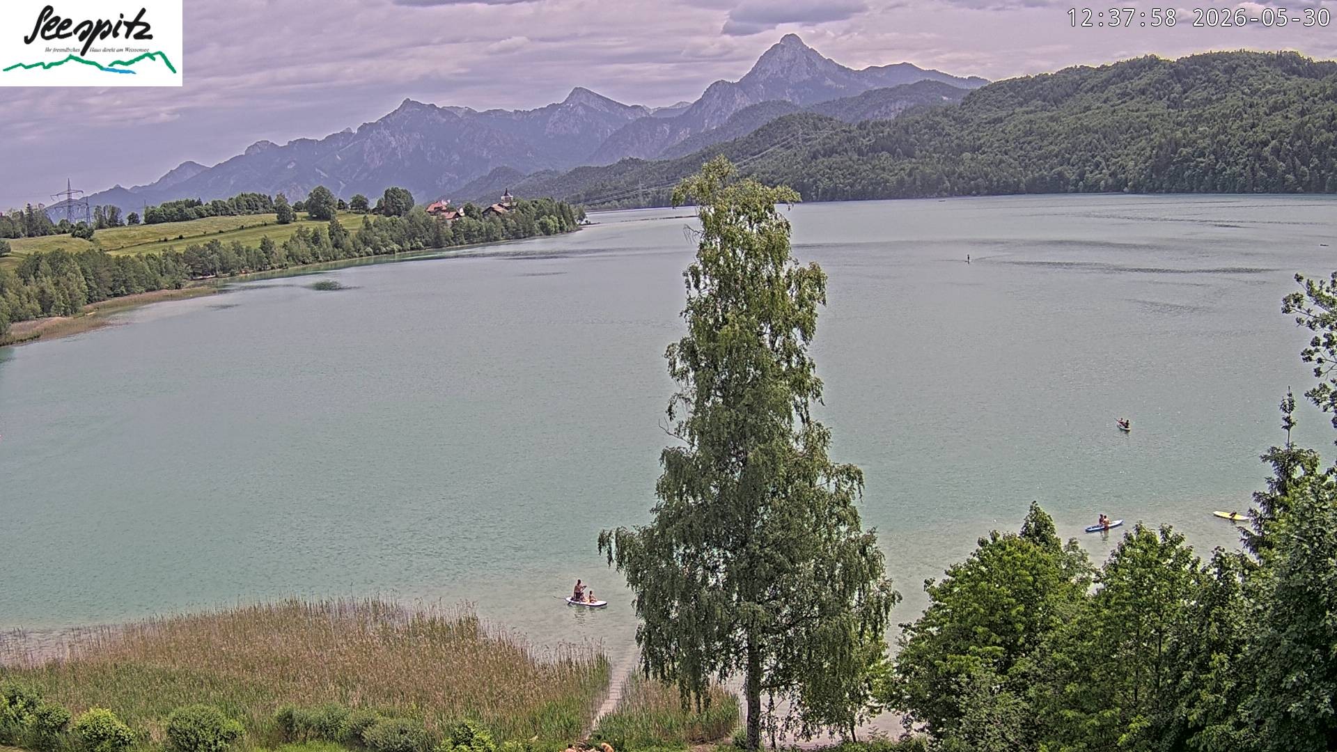 Archiv Foto Webcam Füssen: Blick auf den Weißensee vom Hotel Seespitz