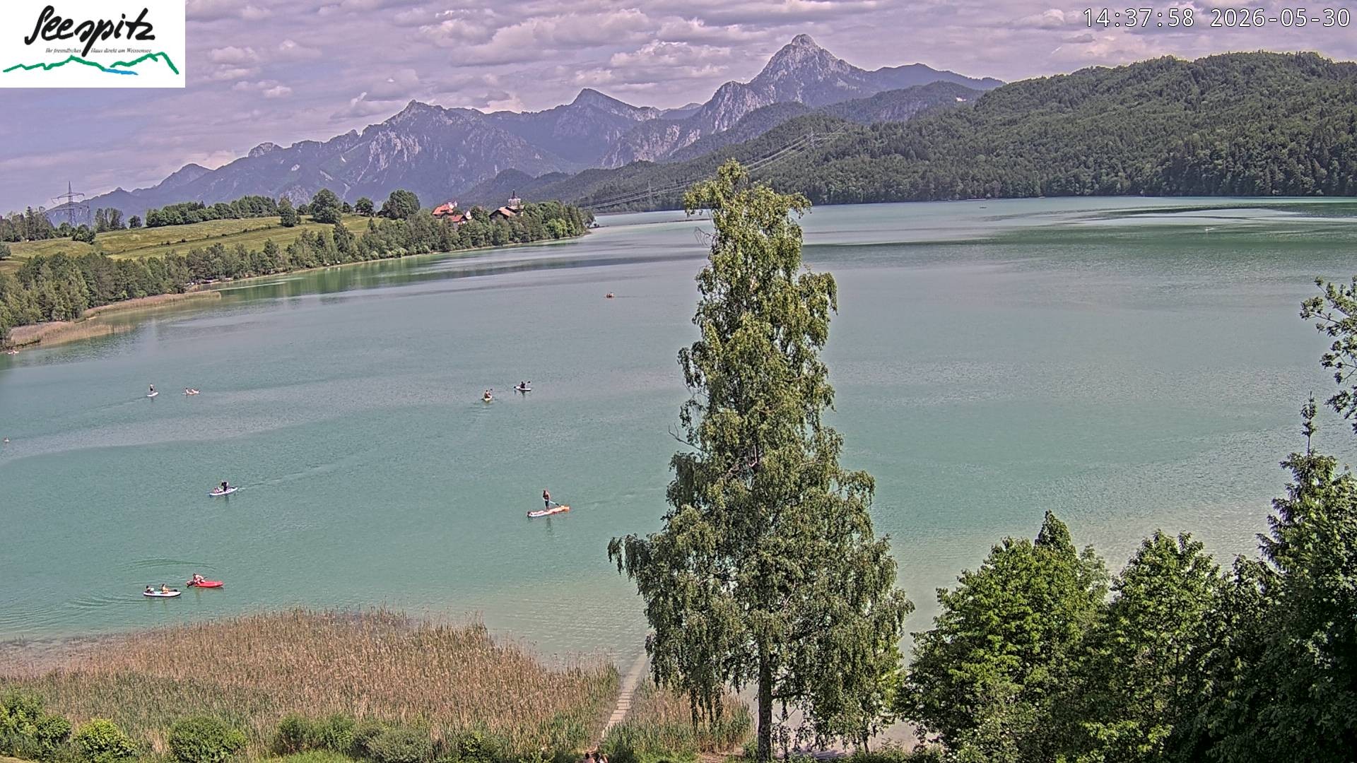 Archiv Foto Webcam Füssen: Blick auf den Weißensee vom Hotel Seespitz