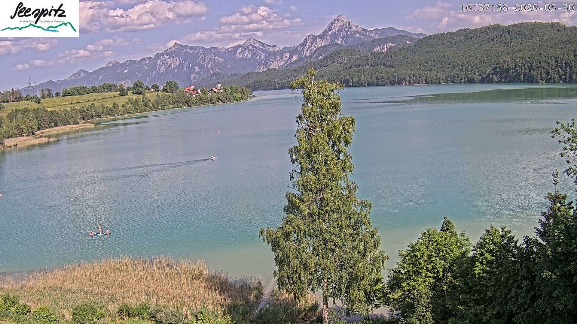 Archiv Foto Webcam Füssen: Blick auf den Weißensee vom Hotel Seespitz