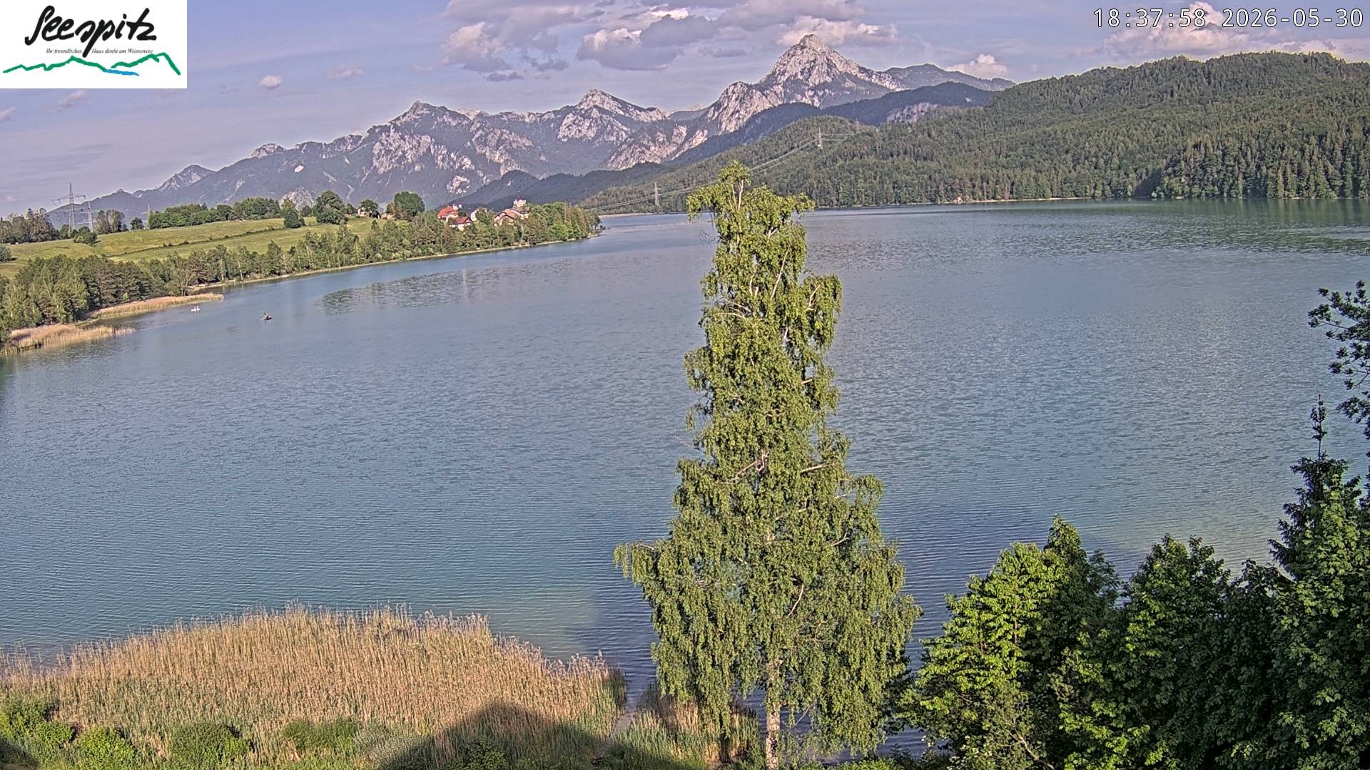 Archiv Foto Webcam Füssen: Blick auf den Weißensee vom Hotel Seespitz