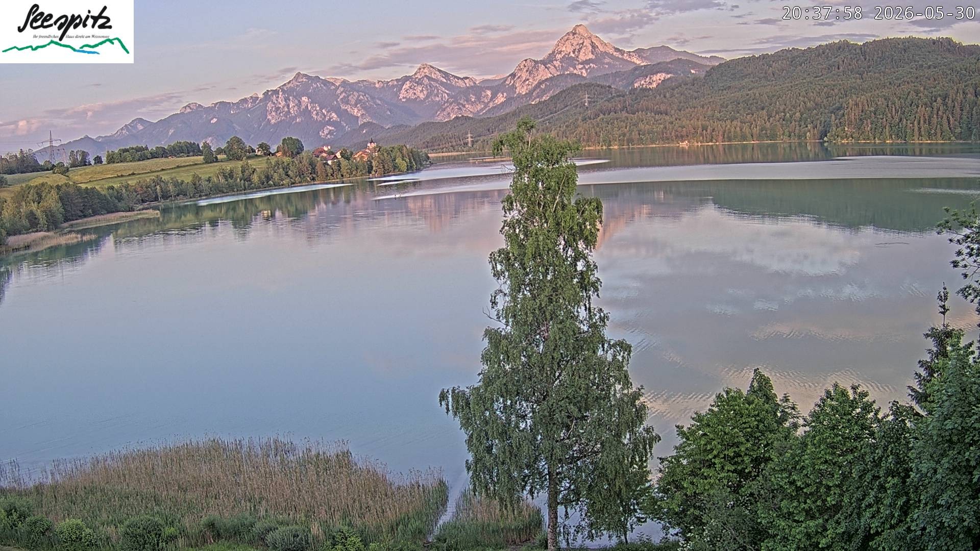 Archiv Foto Webcam Füssen: Blick auf den Weißensee vom Hotel Seespitz