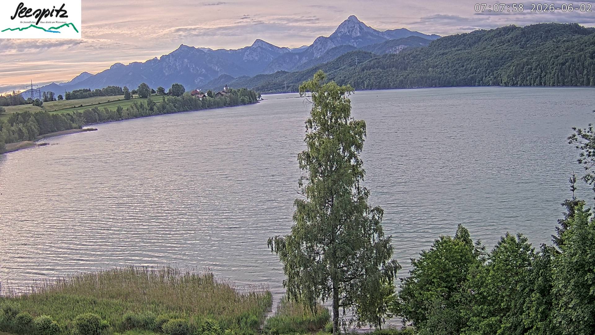 Archiv Foto Webcam Füssen: Blick auf den Weißensee vom Hotel Seespitz
