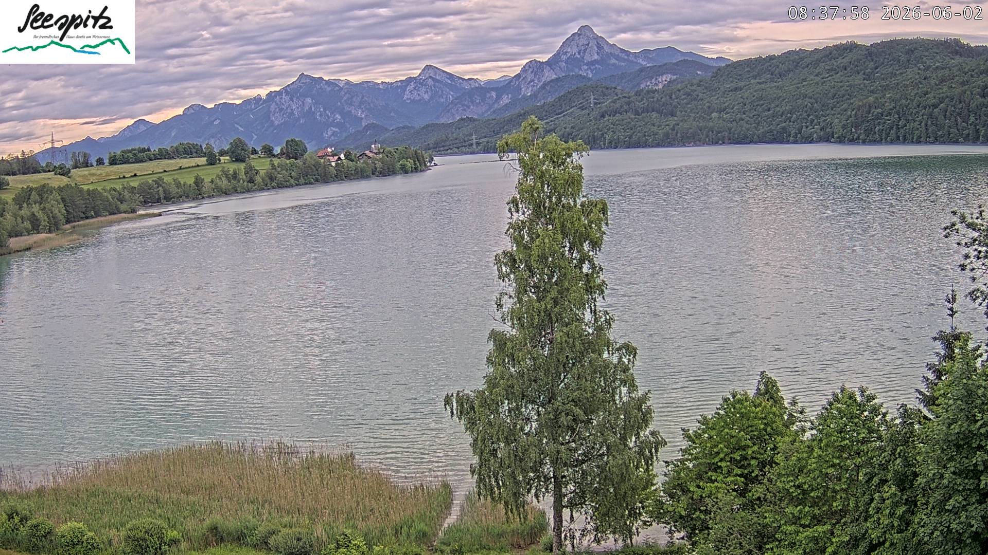 Archiv Foto Webcam Füssen: Blick auf den Weißensee vom Hotel Seespitz