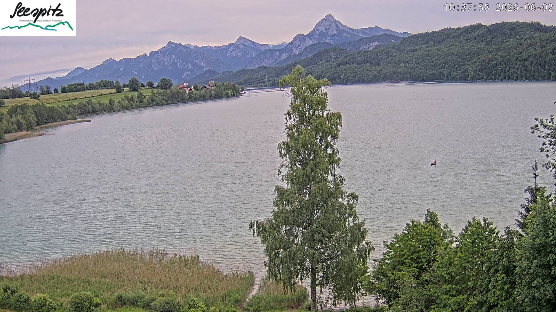 Archiv Foto Webcam Füssen: Blick auf den Weißensee vom Hotel Seespitz