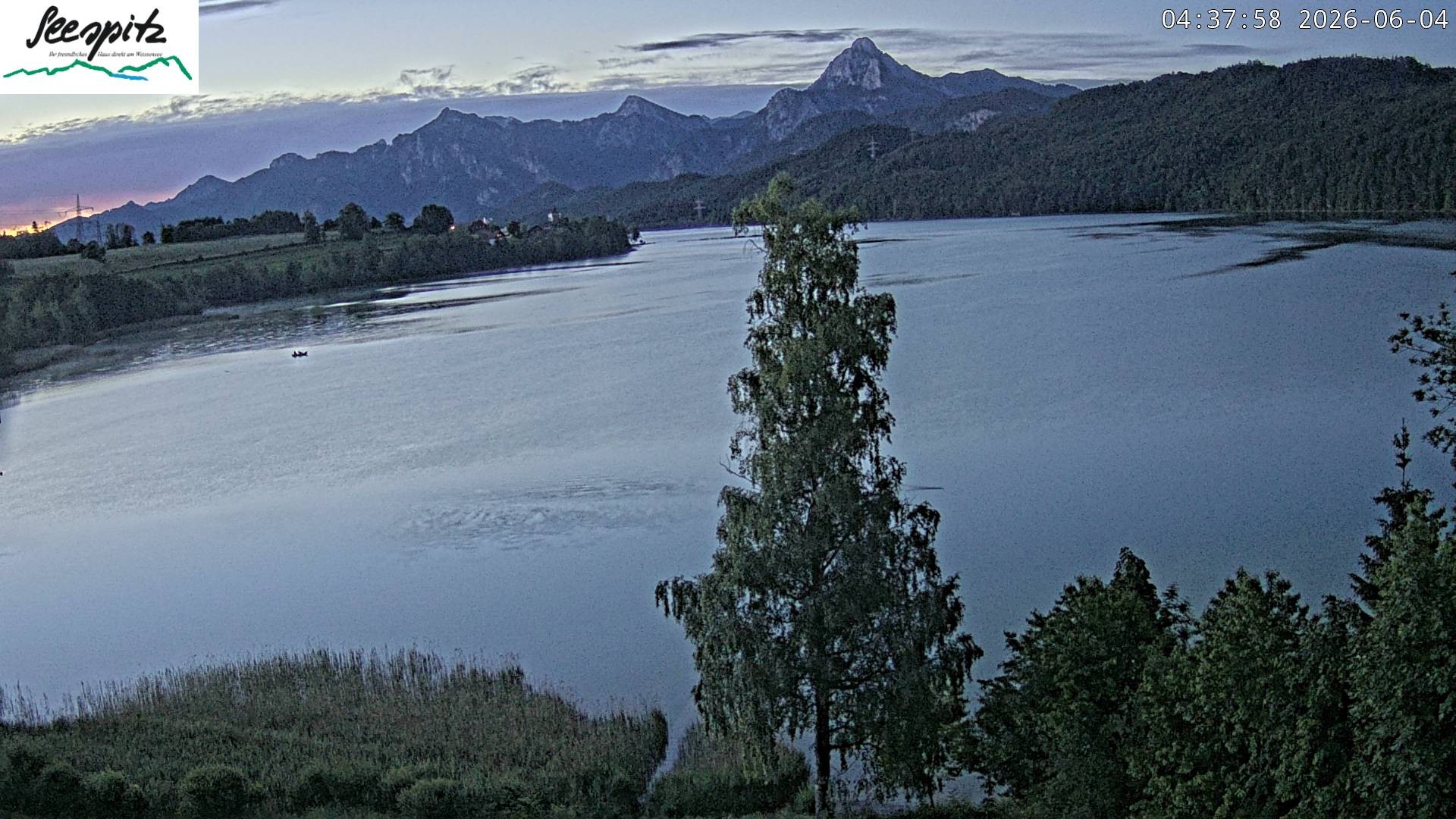Archiv Foto Webcam Füssen: Blick auf den Weißensee vom Hotel Seespitz