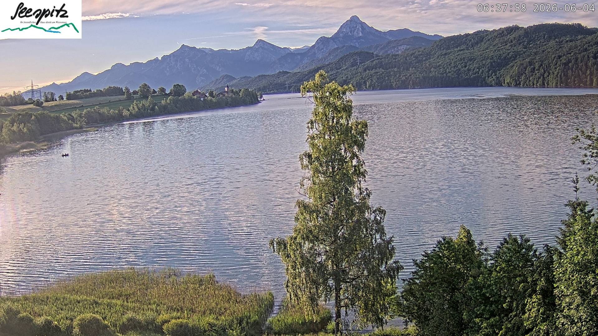 Archiv Foto Webcam Füssen: Blick auf den Weißensee vom Hotel Seespitz
