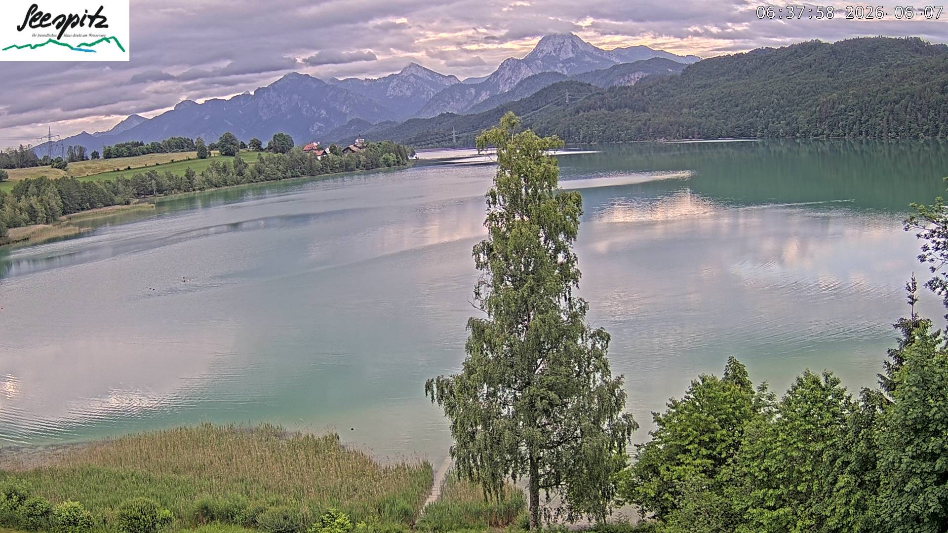 Archiv Foto Webcam Füssen: Blick auf den Weißensee vom Hotel Seespitz