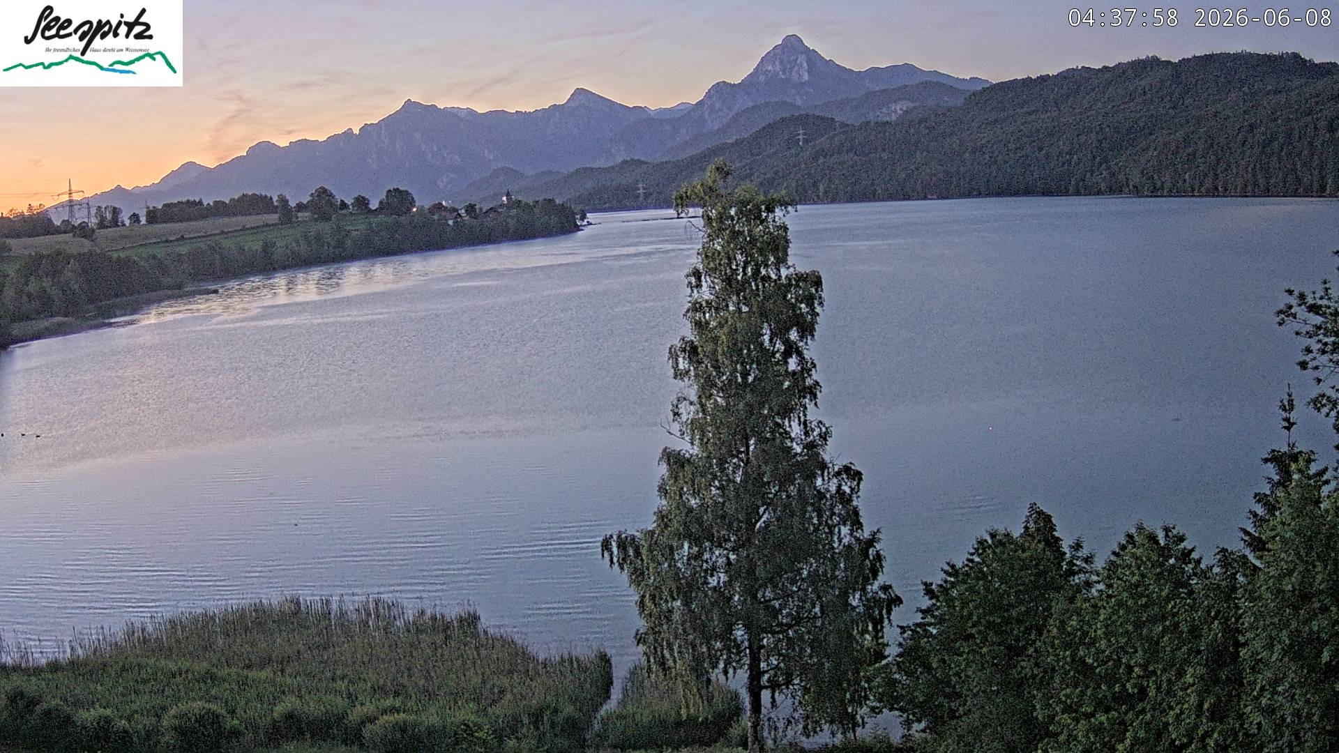 Archiv Foto Webcam Füssen: Blick auf den Weißensee vom Hotel Seespitz