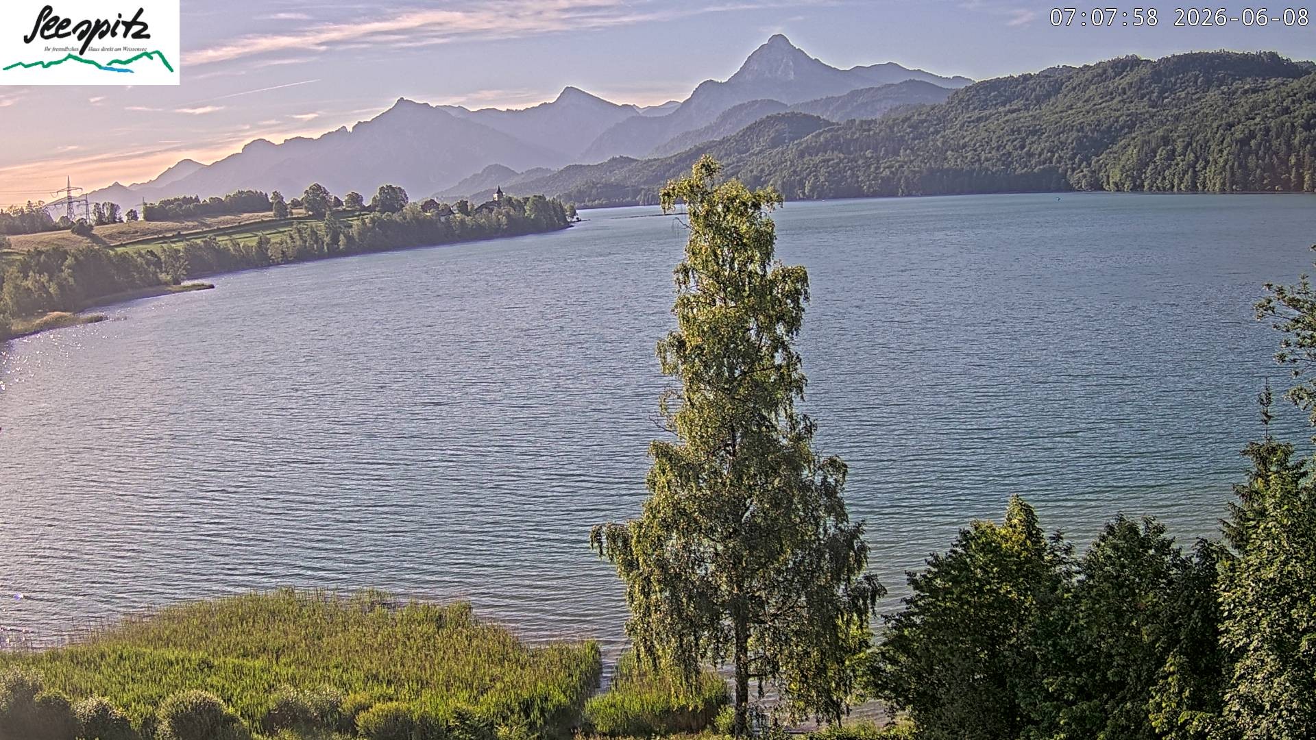 Archiv Foto Webcam Füssen: Blick auf den Weißensee vom Hotel Seespitz