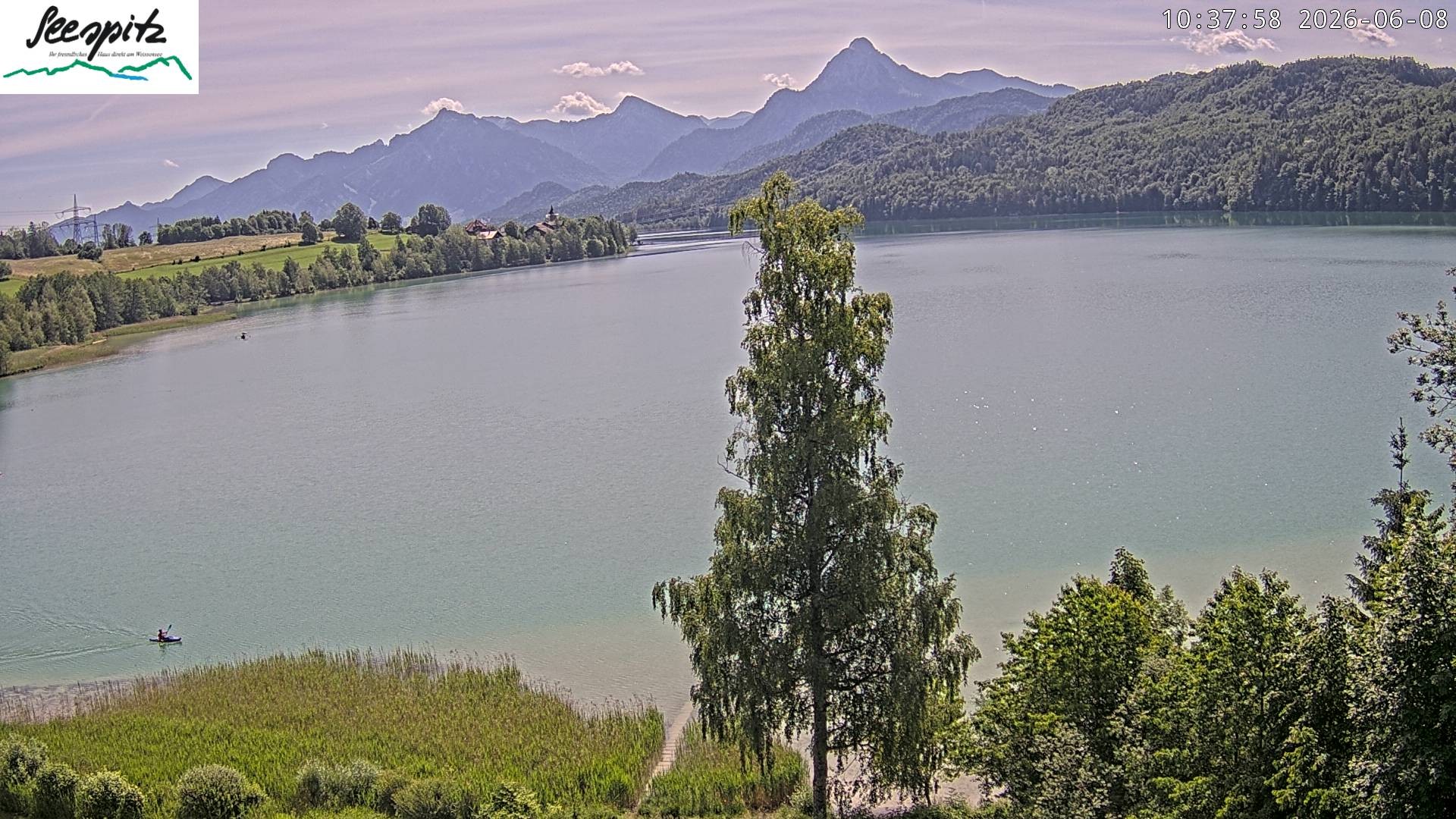 Archiv Foto Webcam Füssen: Blick auf den Weißensee vom Hotel Seespitz