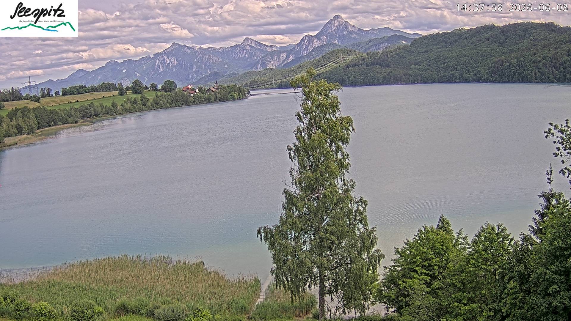 Archiv Foto Webcam Füssen: Blick auf den Weißensee vom Hotel Seespitz