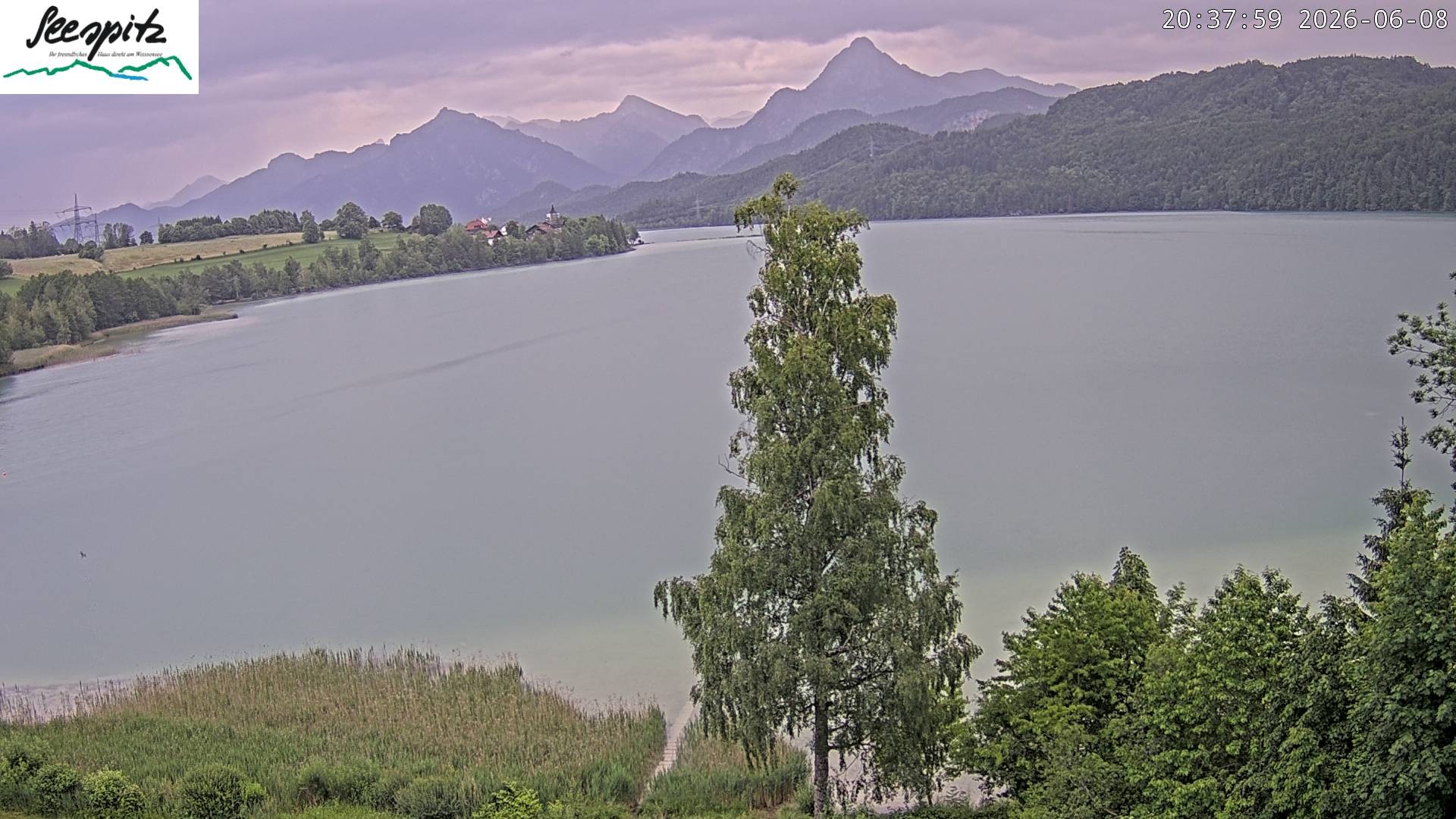 Archiv Foto Webcam Füssen: Blick auf den Weißensee vom Hotel Seespitz