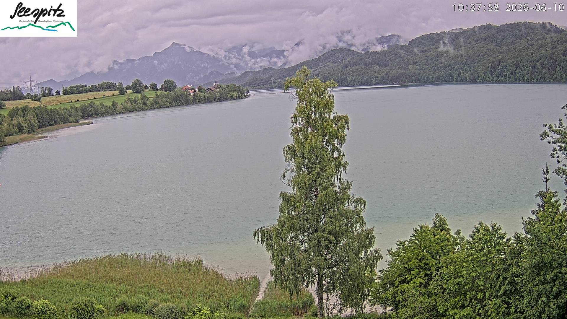 Archiv Foto Webcam Füssen: Blick auf den Weißensee vom Hotel Seespitz