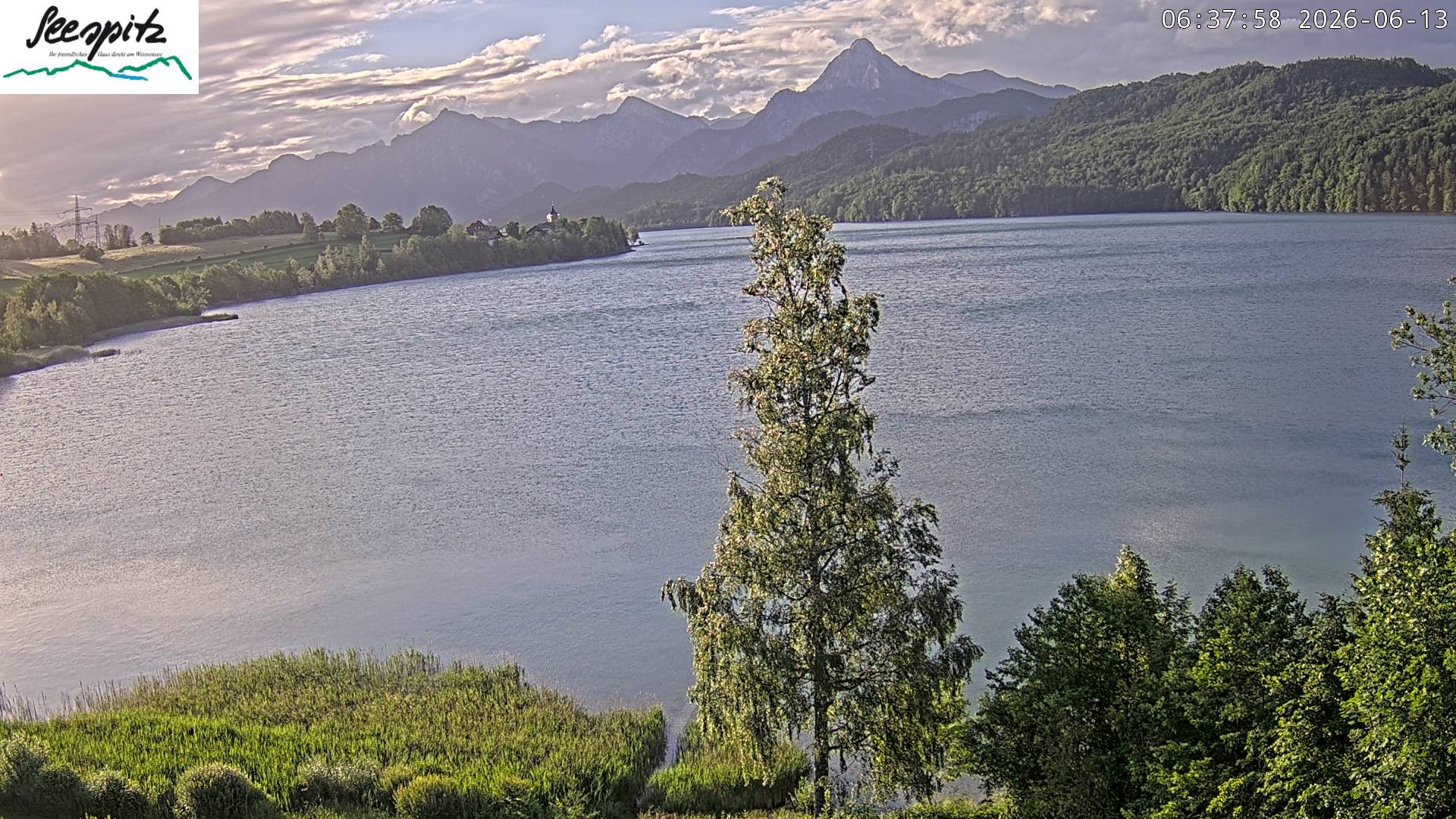 Archiv Foto Webcam Füssen: Blick auf den Weißensee vom Hotel Seespitz