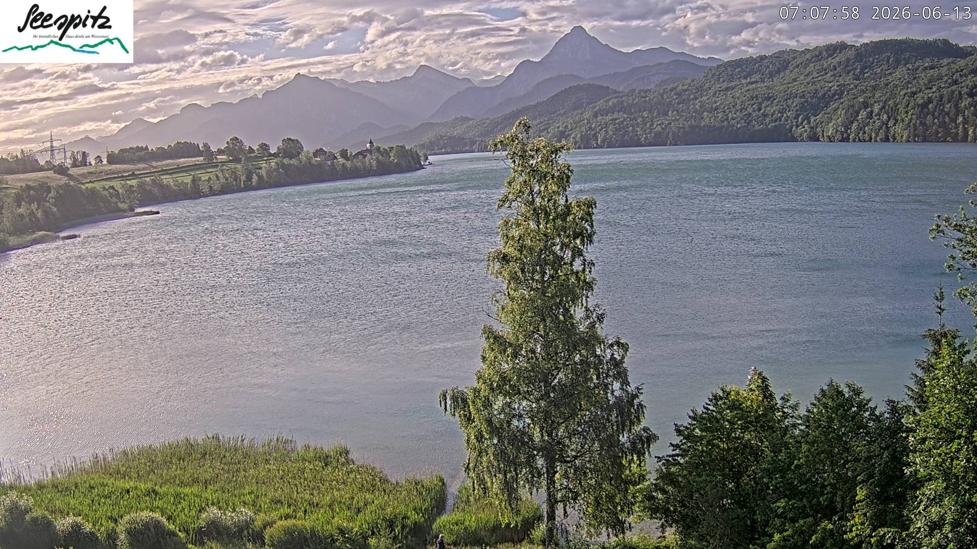 Archiv Foto Webcam Füssen: Blick auf den Weißensee vom Hotel Seespitz