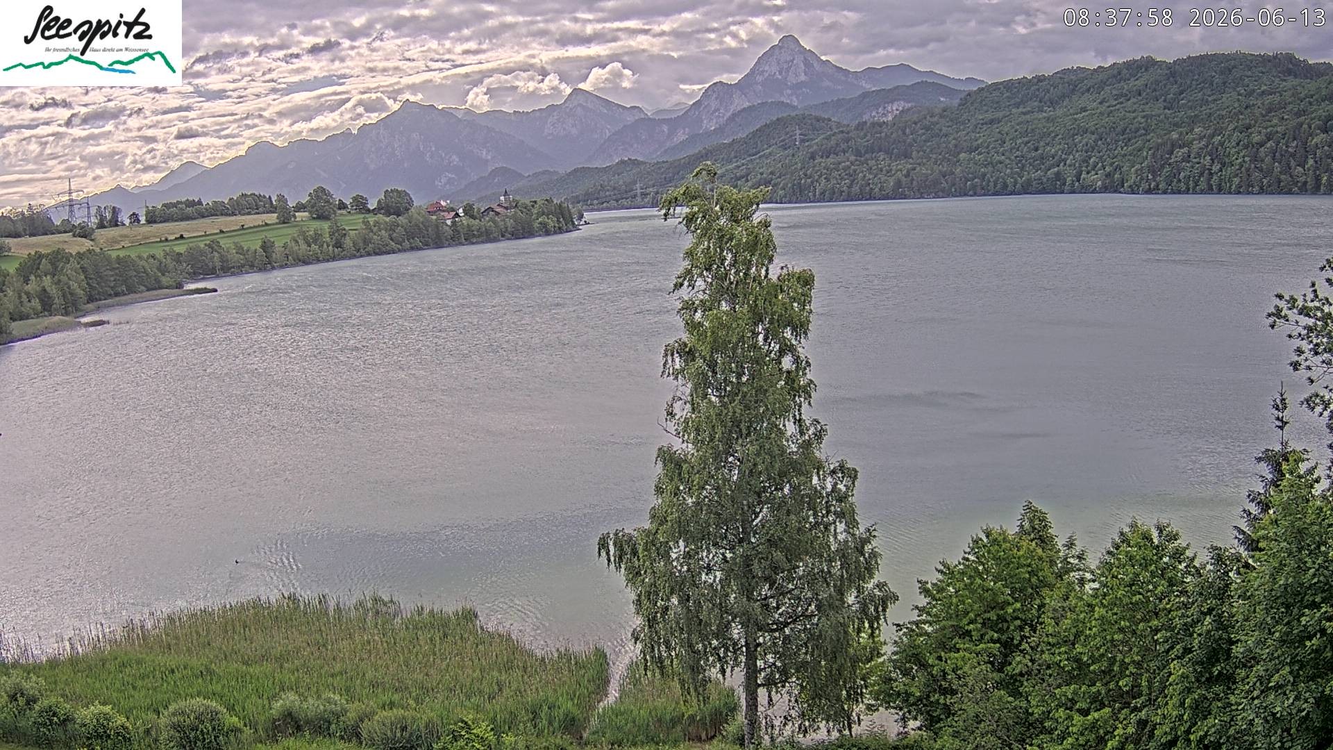 Archiv Foto Webcam Füssen: Blick auf den Weißensee vom Hotel Seespitz