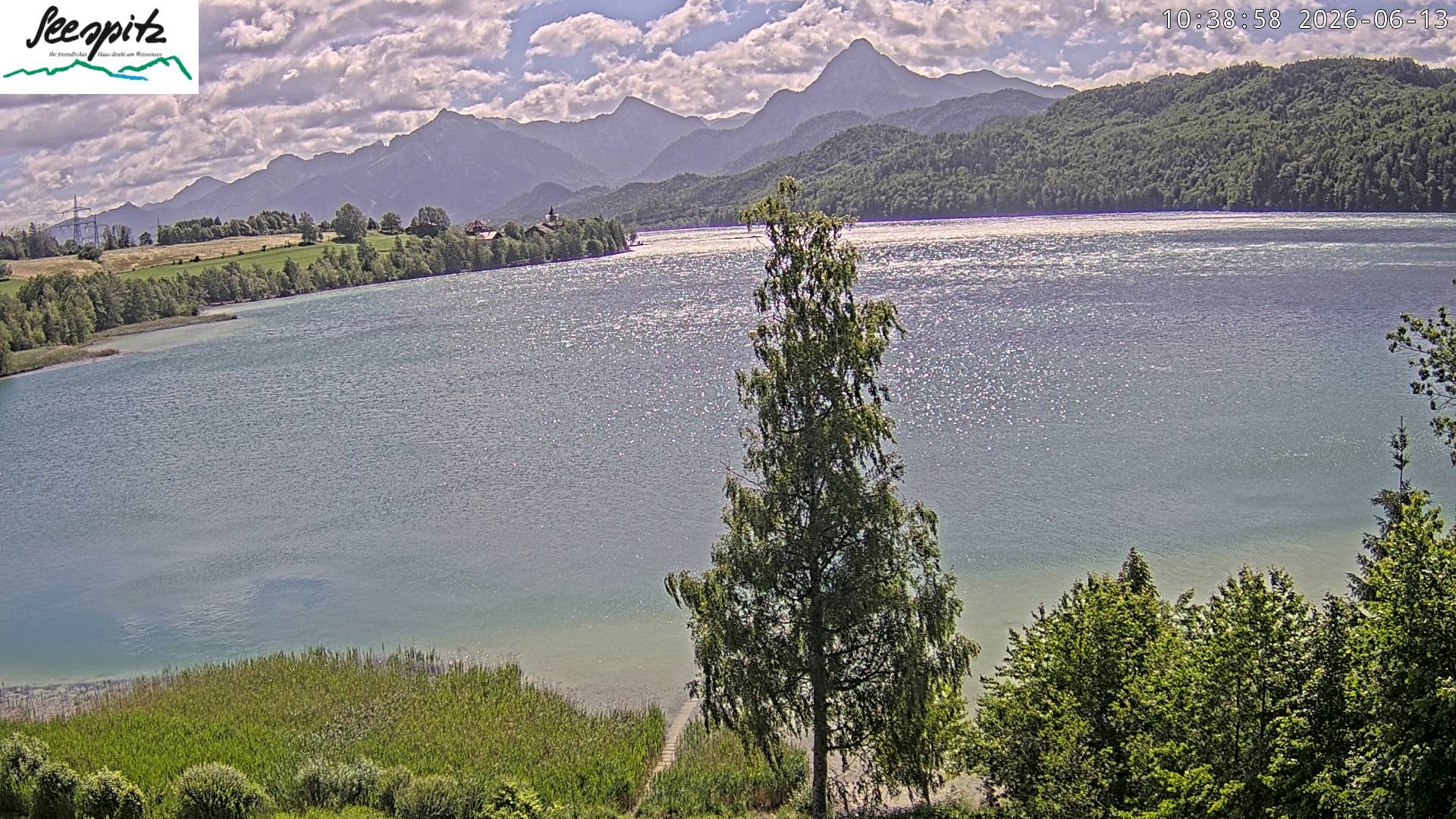 Archiv Foto Webcam Füssen: Blick auf den Weißensee vom Hotel Seespitz