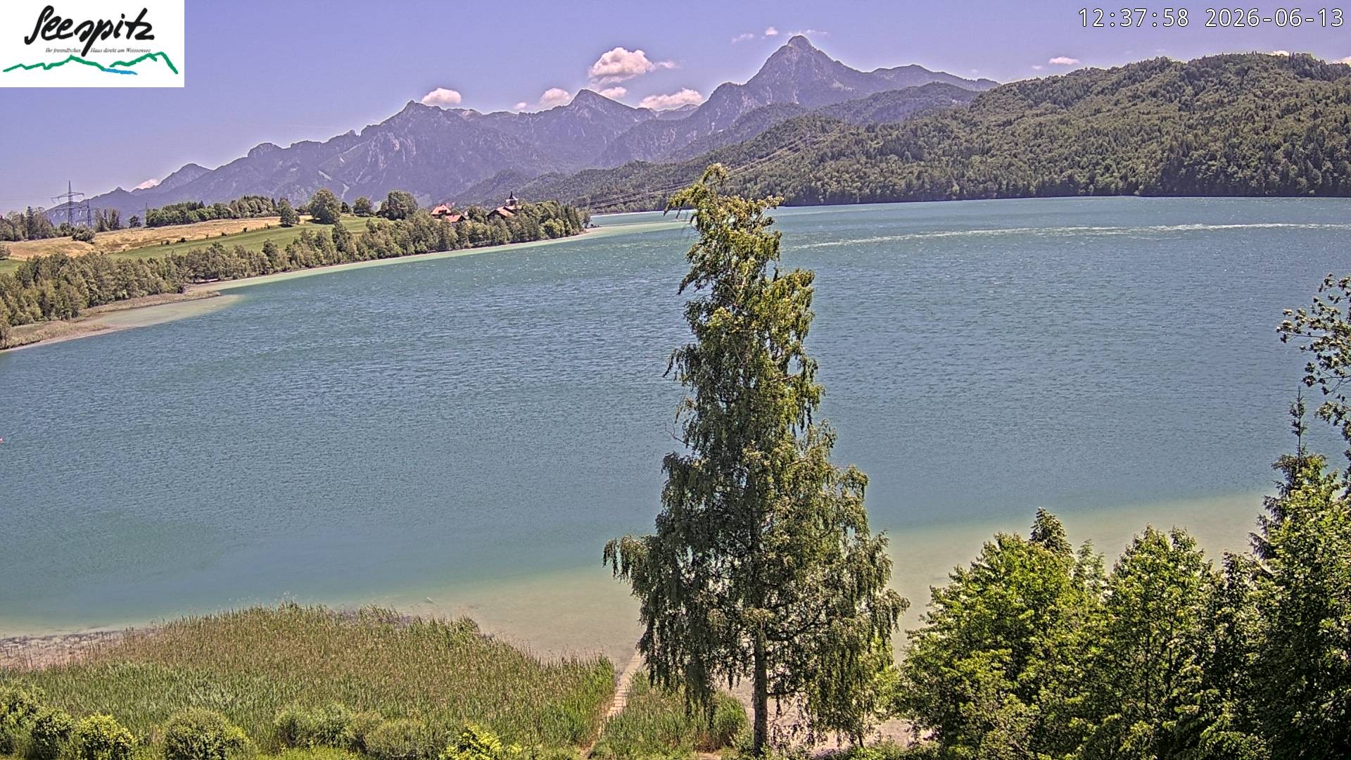 Archiv Foto Webcam Füssen: Blick auf den Weißensee vom Hotel Seespitz