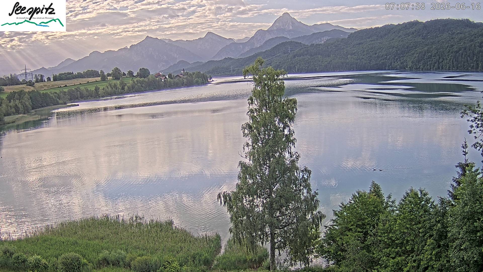 Archiv Foto Webcam Füssen: Blick auf den Weißensee vom Hotel Seespitz